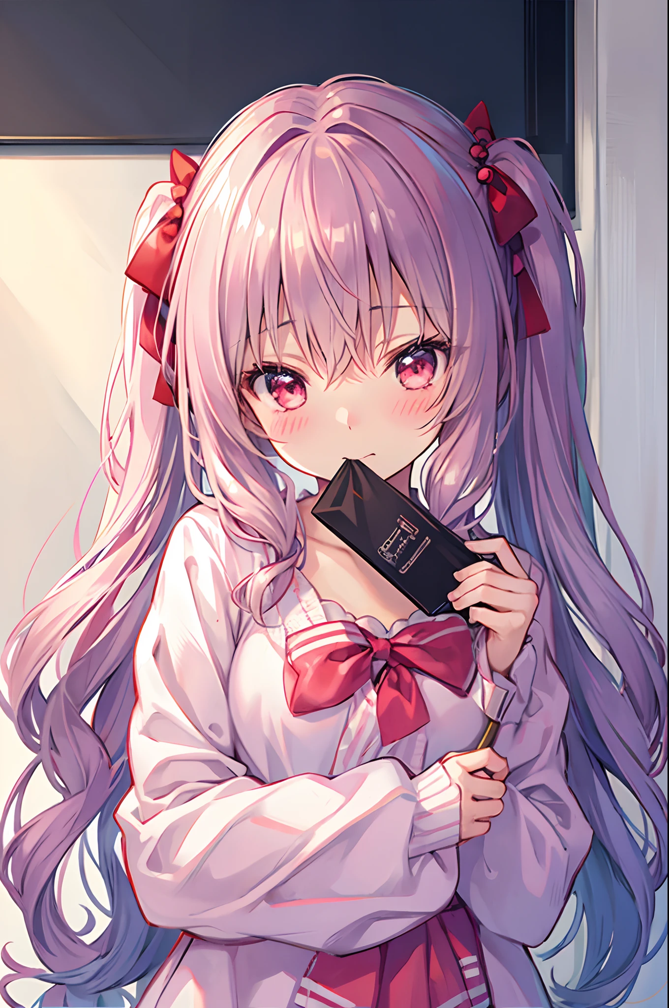 Mofumofu、cuddling、Hold it to your mouth、kawaii、red blush、oxytocin