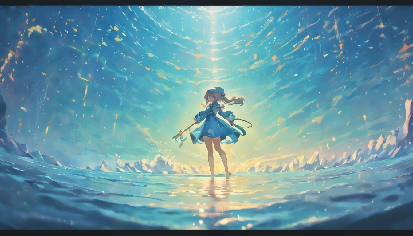 High quality, 8K Ultra HD, Highly detailed, Masterpiece, A digital illustration of anime style, Pastel anime tones, It feels like Japanese anime, Detailed illustration of a beautiful magical girl swimming in the ocean, magical girl hat, Fantasy world, It feels like ufotable, Breathtaking landscapes, Enigmatic Atmosphere, Three-dimensional effects, Luminism, Albert Anker, Feels like John Howe, a 3D render, rendering by octane, Cinematic, isometry, author:Snow barn, Awesome full color,