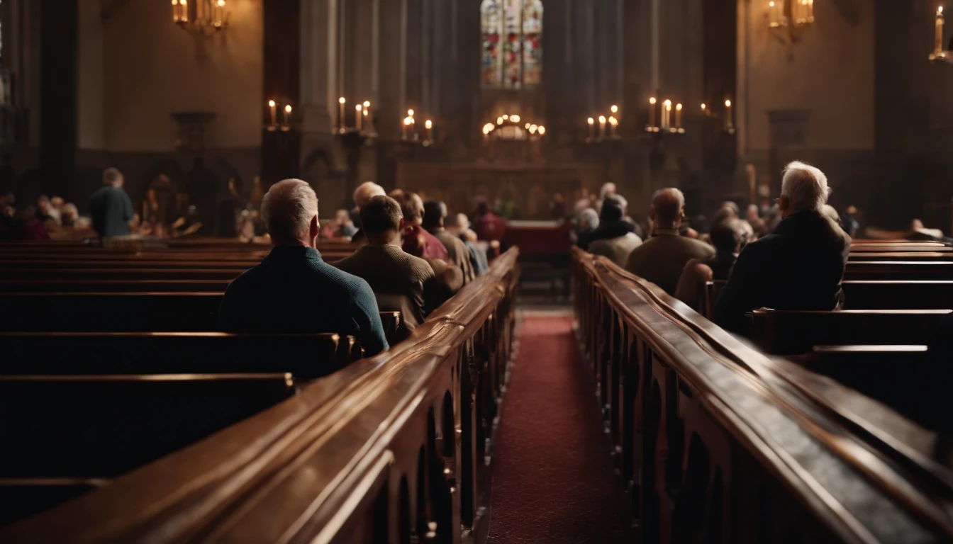people in church praying, blessed, God, ultra-realistic, 4k, cinematic, intricate details