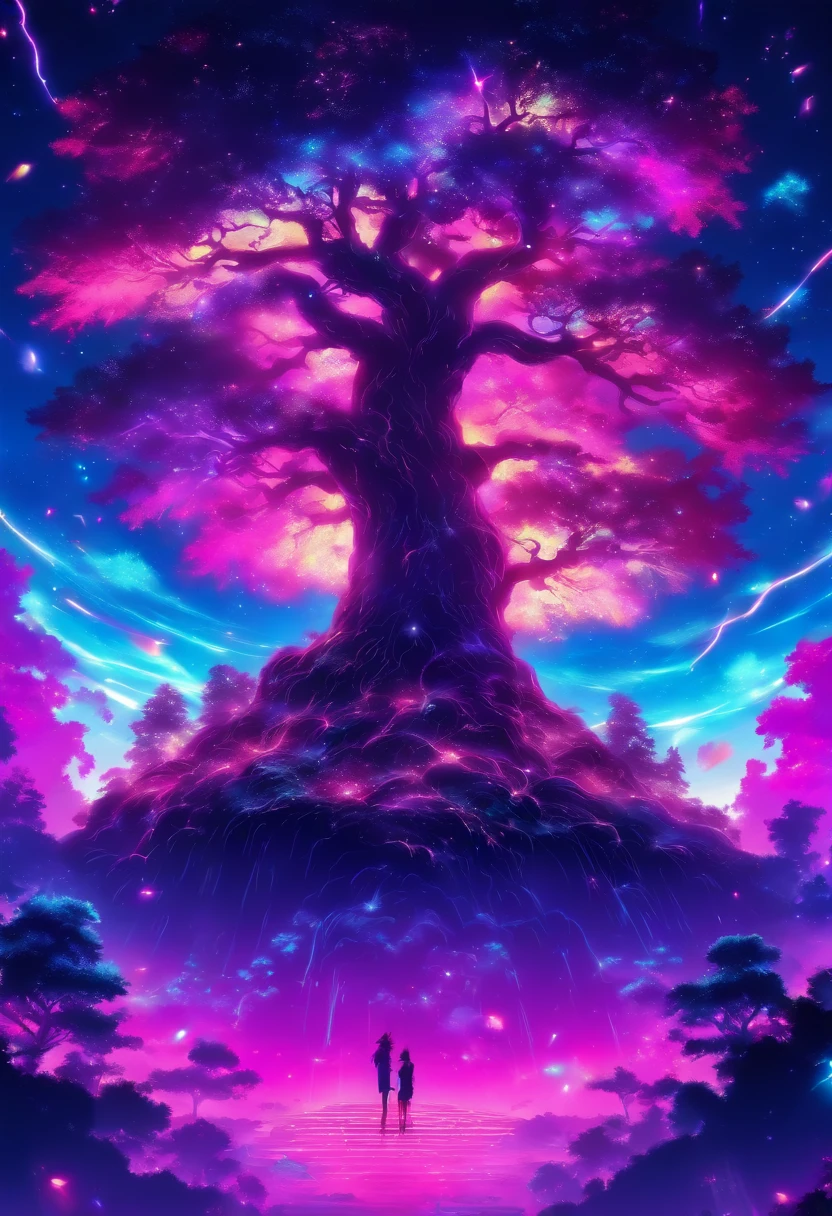 /imagine prompt: Celestial Tree, romanticism, mixed media, ethereal, surreal, synthwave:: t-shirt vector, center composition graphic design, plain background::2 mockup::-2 --upbeta --ar 1:1