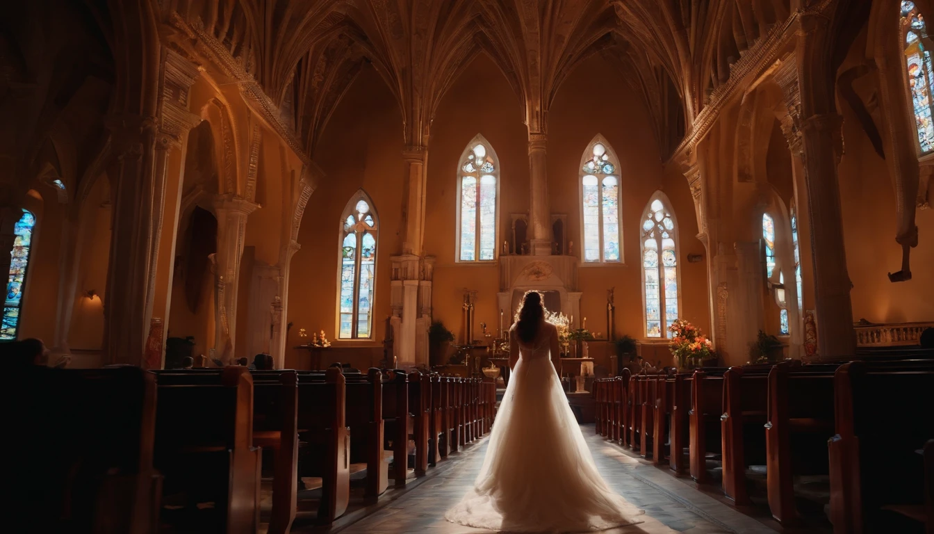um casal orando juntos na igreja, ultra-realismo, 4k, cinemactic, detalhes intrincados