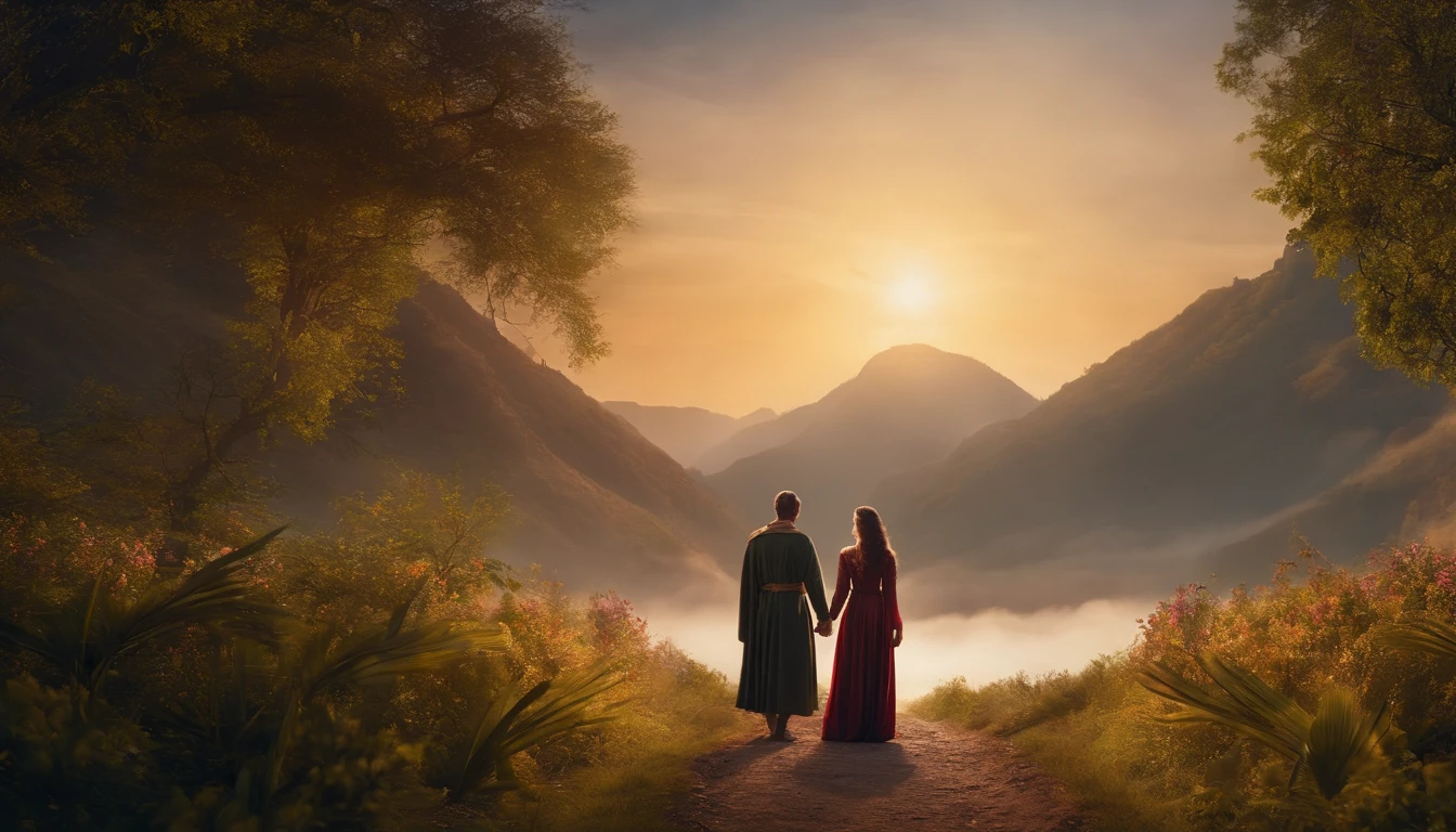 casal com uma biblia, ultra-realismo, 4k, cinemactic, detalhes intrincados