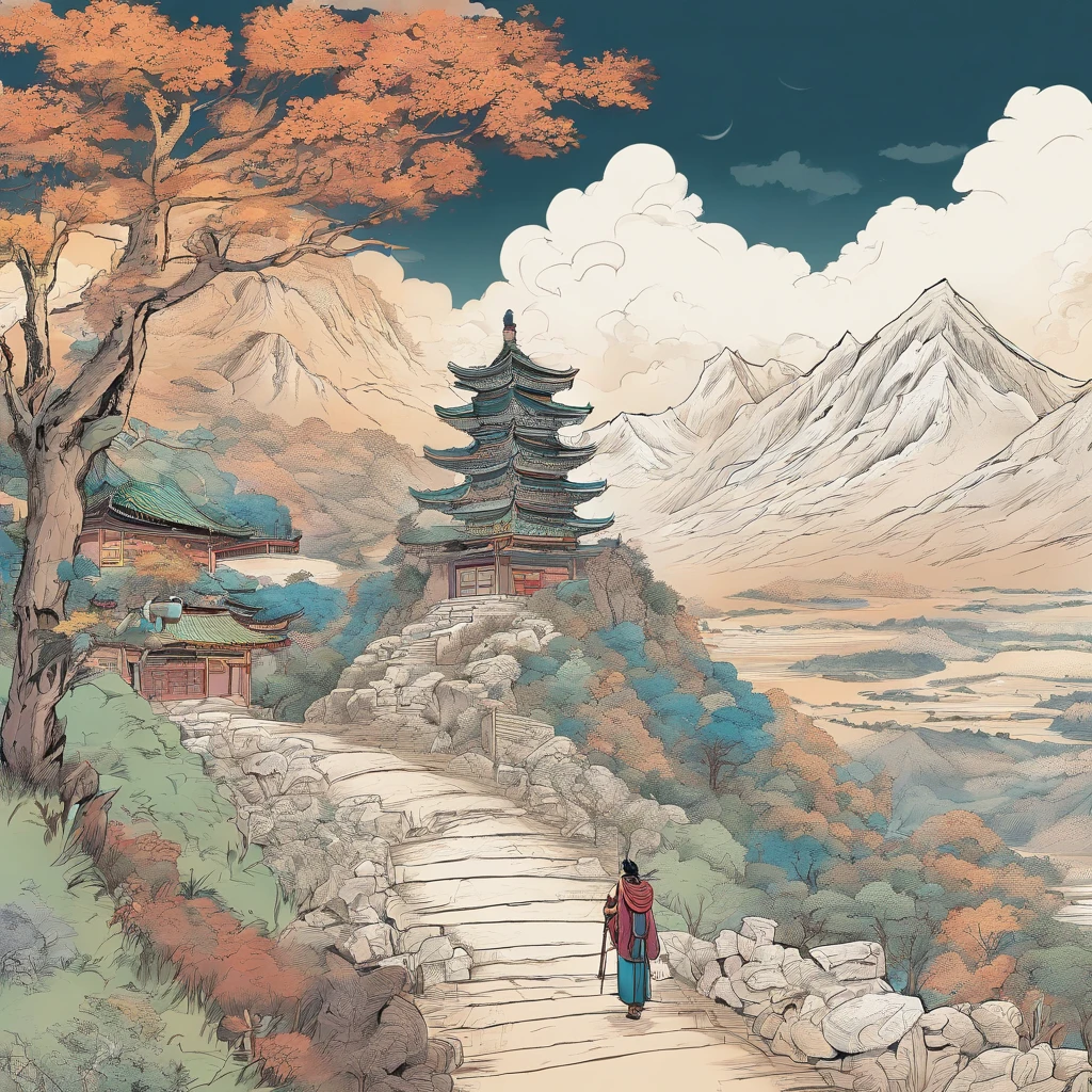 A young man of the Zhuang tribe went to climb a steep mountain range