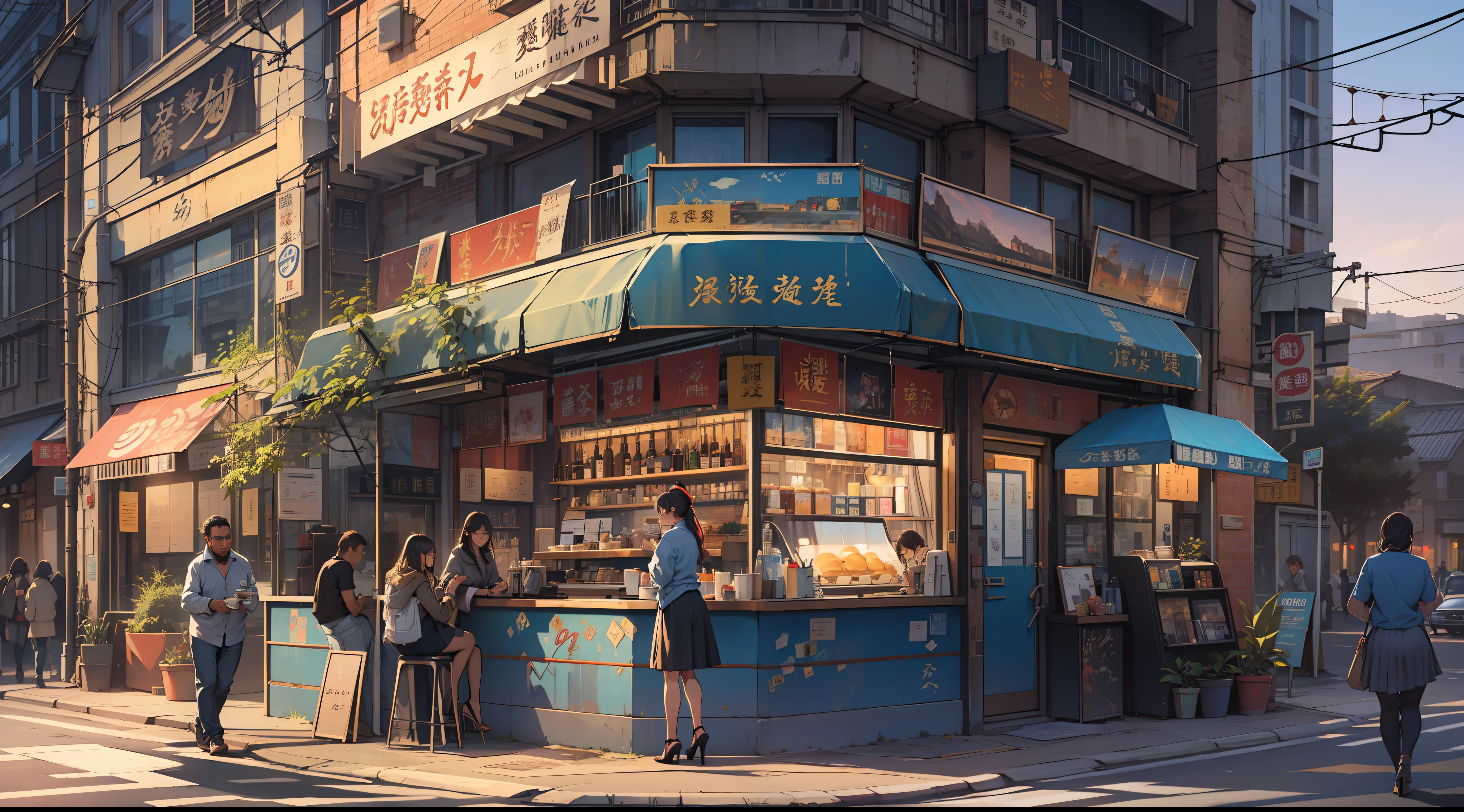 ((best qualtiy)), ((tmasterpiece)), (A detailed:1.4),((full bodyesbian)),Enhanced dynamic perspective,beautiful sexy girl,夏天,Denim long skirt,,Lateral face,high-heels,Cool dragging,(Lunette de soleil),Come to me,(Future sci-fi city street,Egg-shaped building),(Sitting on a coffee stall on the side of the street drinking coffee),((Lateral face)),Street photography,Bright colors,nighttime scene,high qulity,super-fine,Detailed pubic hair,Accurate,Cinematic lighting,