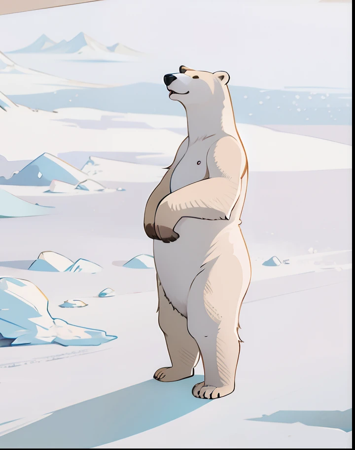 Turn this polar bear to cartoon style, cute bear, happy face