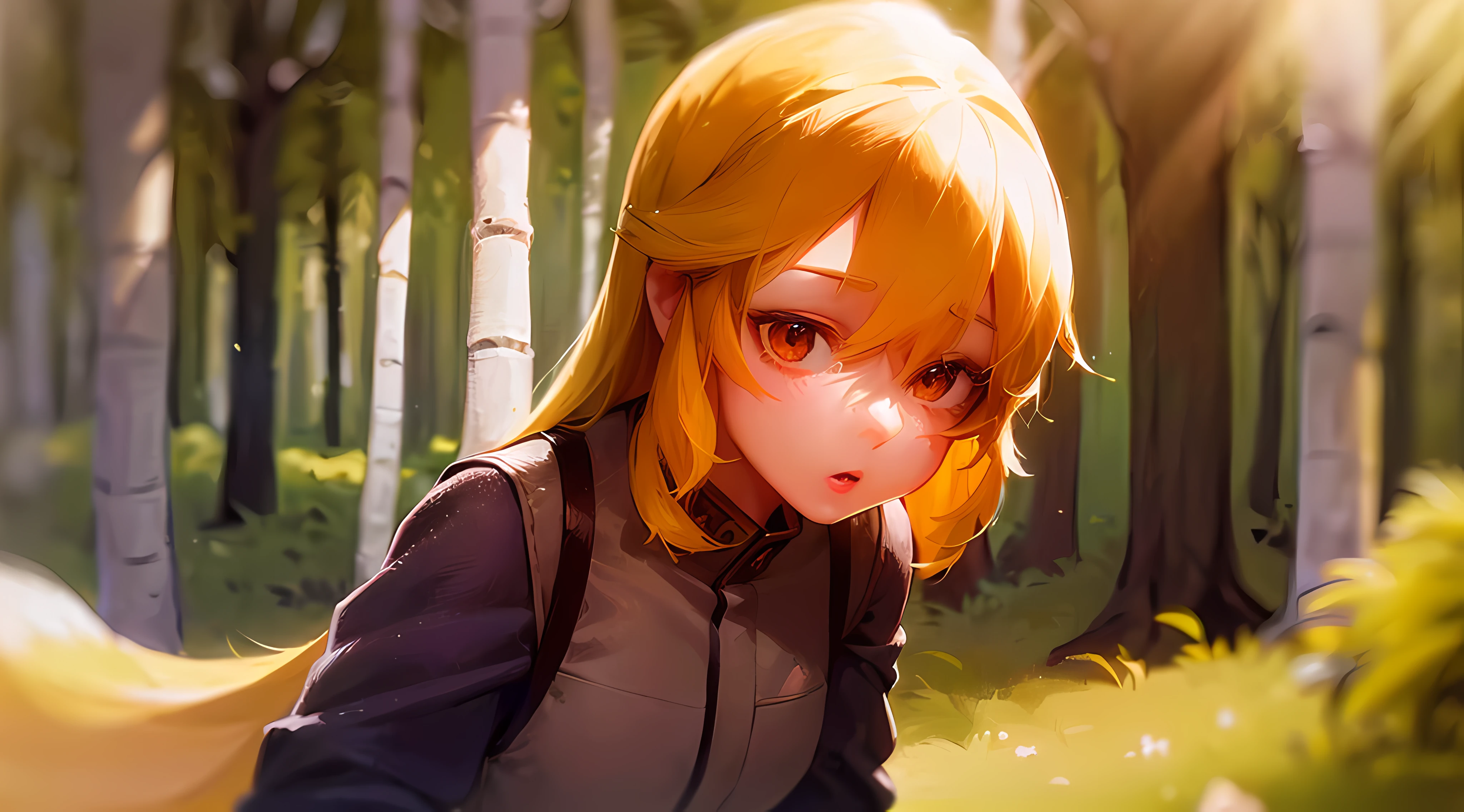 (a beautiful, detailed, highly realistic, high-resolution:1.2) Russian military uniform, (a beautiful, detailed, fox-like girl, long eyelashes), (extremely detailed, photorealistic:1.37) eyes and face, artillery, rifle, (in a forest with birch trees and a fir tree), (only one girl).