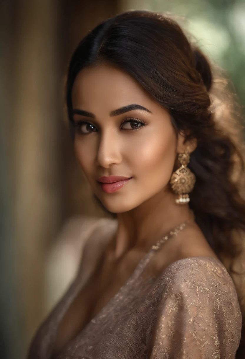(a beautiful Malay girl:1.1) with a (hijab), (round and shapely breasts:1.1) and a (tight and toned buttocks:1.1), wearing a (long flowing dress) and (elegant high heels), (smiling radiantly). (Vibrant colors:1.1) highlight her (smooth skin) and (expressive eyes), while (delicate details:1.1) emphasize her (lush eyelashes), (well-defined lips), and (graceful facial features). The (best quality, high-resolution:1.2) artwork showcases the (realistic beauty:1.37) of the subject, with (studio lighting) adding a (subtle glow) to her appearance. The composition, inspired by (portrait photography), captures the (feminine allure) and (confident charisma) of the Malay girl.