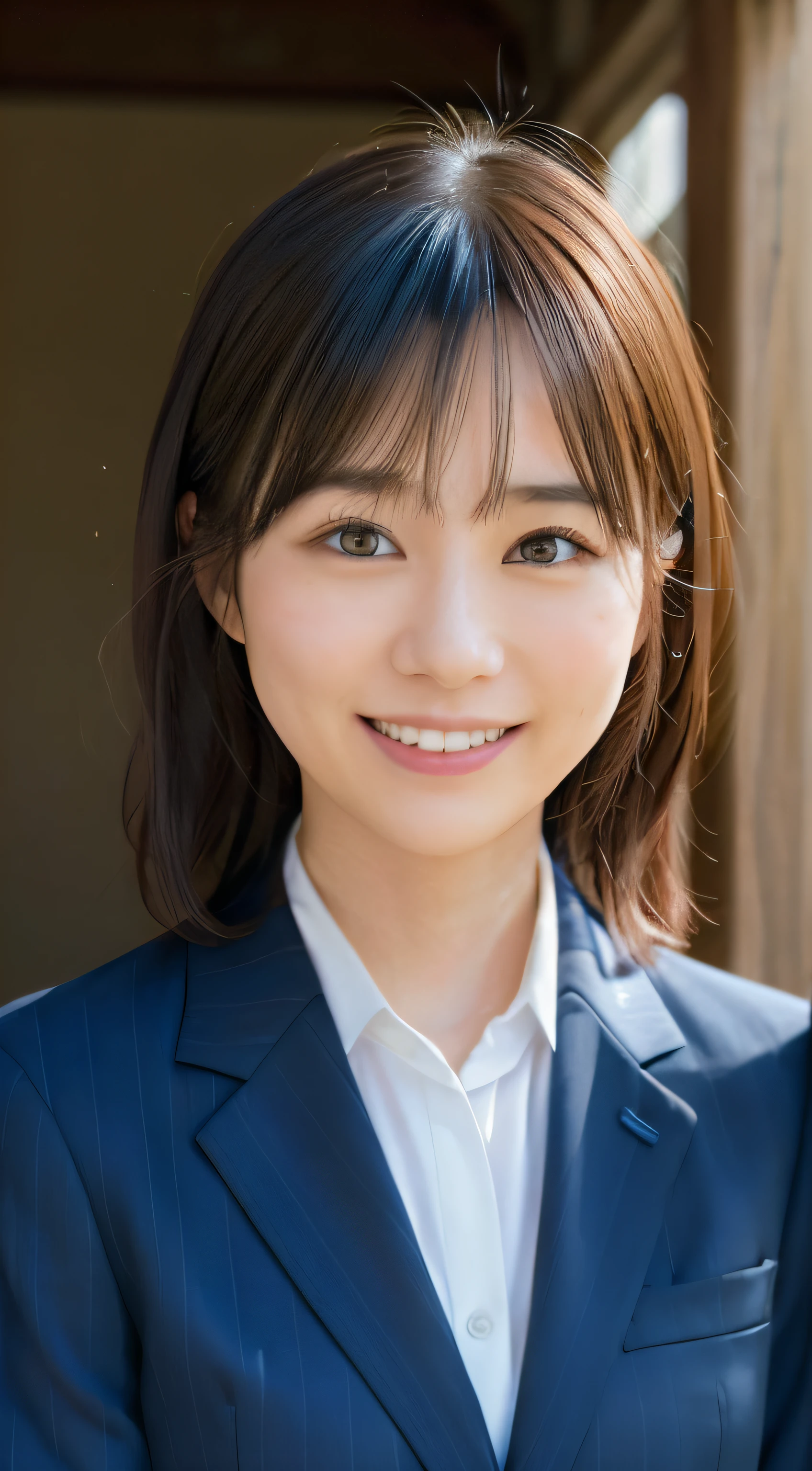 announcer、suits、A slight smil