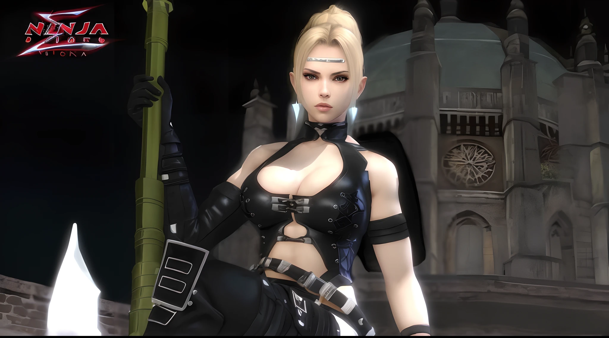 Imagen de una mujer con un traje negro sosteniendo una espada, Retrato Ninja Gaiden Chica, Canario Negro, pose amenazante, Personaje del videojuego Katana Zero, como personaje en Tekken, Tifa Lockhart con pelo blanco, Pose ruda, Personaje femenino, goth ninja, Hermosa asesina, Traje ninja, V de Devil May Cry As an Elf