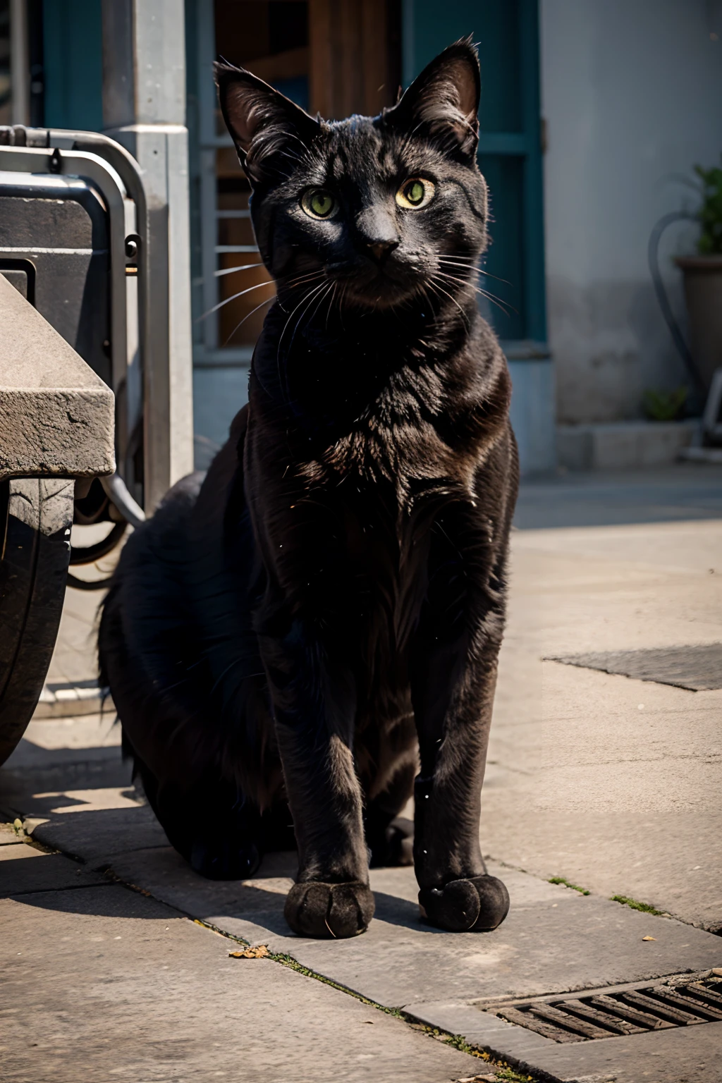 Mechanical cat, realistic and simple, local mechanical details
