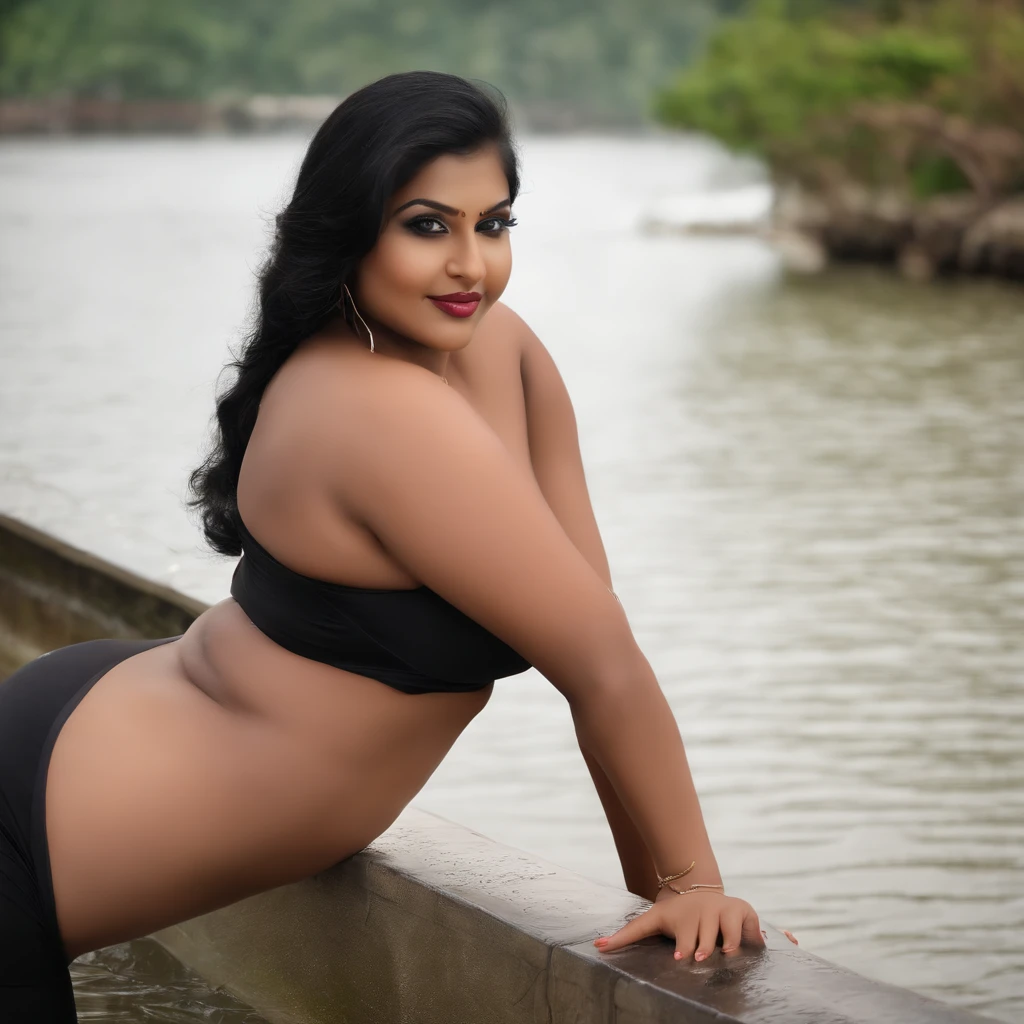 Bangali girl, dark brown race, black hair, accne prone skin, massive breast, hulf transparent bra, big black 50% visible nipples, gigantic ass, tight fitting clothes on ass, sweaty skin, seductive eyes, panting face expression, chubby body, wide ass, ??? rolling down from lips to chin,plump pussy