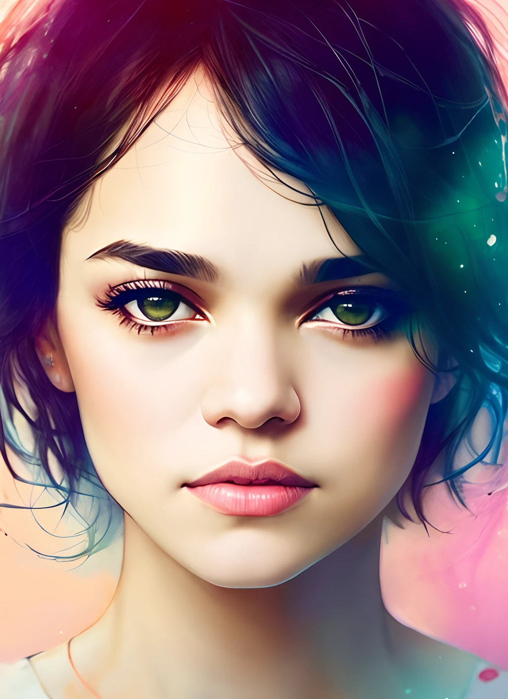 a woman (Norah Jones) by agnes cecile, luminous design, pastel colours, ink drips, autumn lights