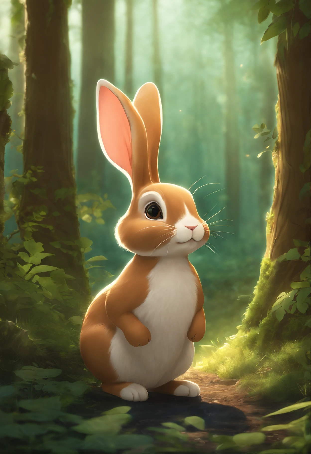 Once upon a time,There is a little rabbit in the forest,It's not like any other critter,I just like to be active in the evening,During the day, it always can't sleep。Round animal anime cartoon rabbit with short legs and short hands oval