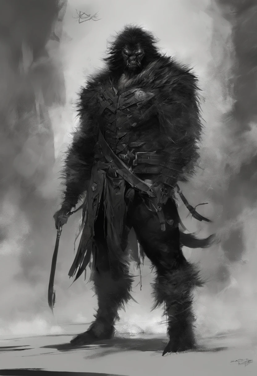 hombre lobo gigantesco lobo humanoide negro.
