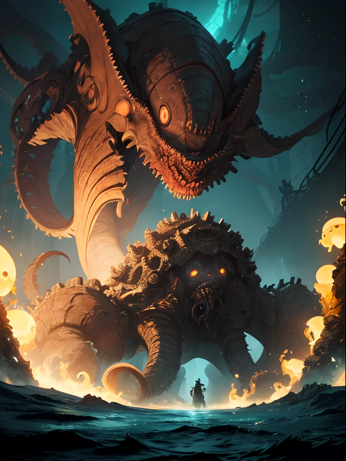 (((A living human dread necromancer with a tomb-tainted soul standing on the necks of 2 zombie henchmen kneeling on the ground in the foreground performing an exuberant flourish:unholy blue fire)))=1.6, dark fantasy, dark atmosphere, ((battlefield stacked with bodies))=1.4, ((night)), moon, glowing butterflies, volumetric lighting, best quality, masterpiece, intricate details, tonemapping, sharp focus, very detailed, trending on Artstation, realistic, trending in artstation 4k, 8k, cinematic lighting, (((Full blood moon vibrantly lighting the scene))), (((fish eye lens))), ((colorful)), (sadistic expression:joy)=1.2