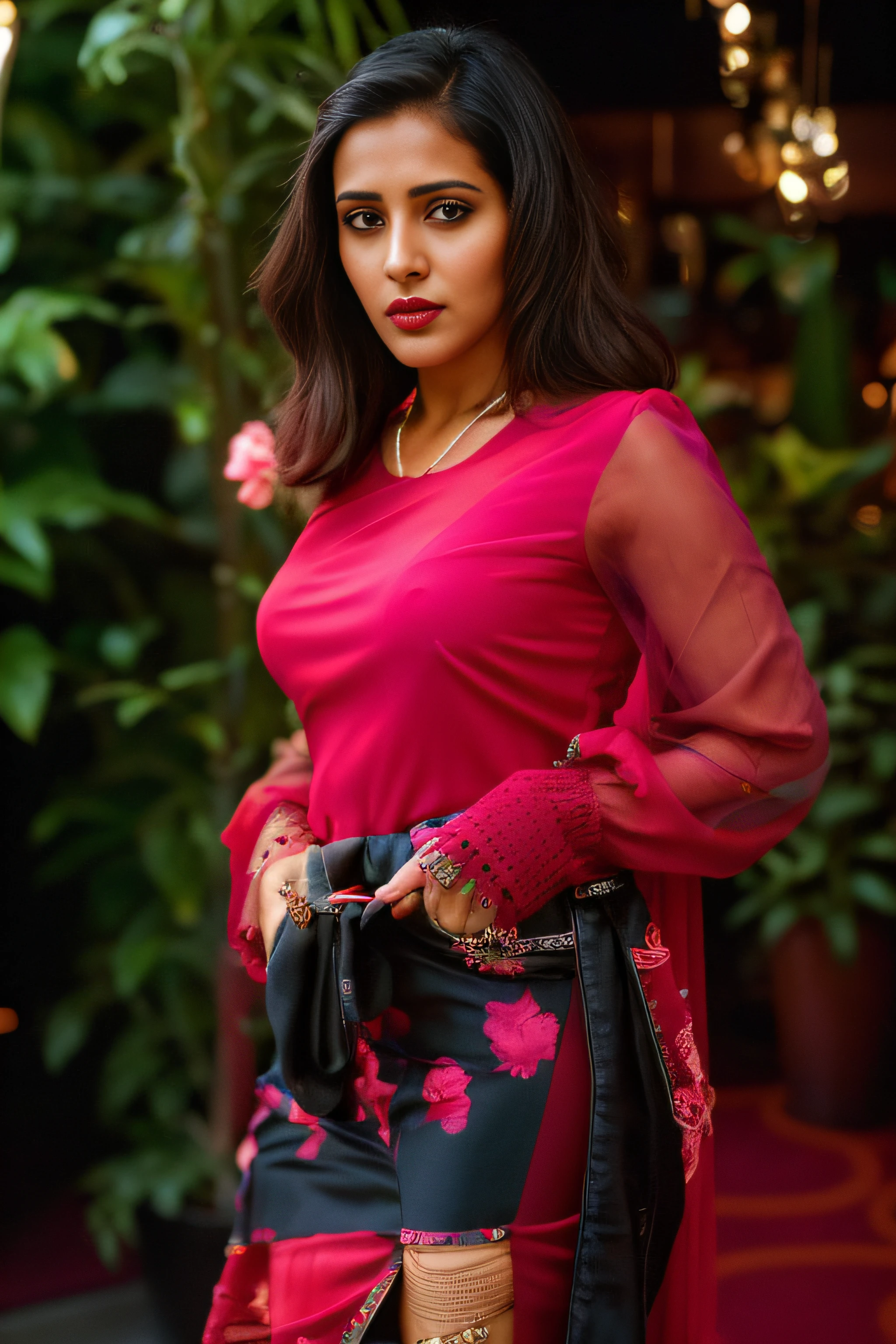 (editorial photograph of a young Indian woman), karla ortiz, (highly detailed face:1.4) (smile:0.7) (backround 5 star hotel ,moody, private study:1.3) POV, by lee jeffries, nikon d850, film stock photograph ,4 kodak portra 400 ,camera f1.6 lens ,rich colors ,hyper realistic ,lifelike texture, dramatic lighting , cinestill 800, realistic, wearing Black dobby weave self design fit & flare dress Sweetheart neck Short, puff sleeve Tie-up detail on back Above knee length in flounce hem Attached Lining Chiffon fabric,(big natural pink-red lips),actress, karla ortiz, posing!!, candid picture, by Max Dauthendey,