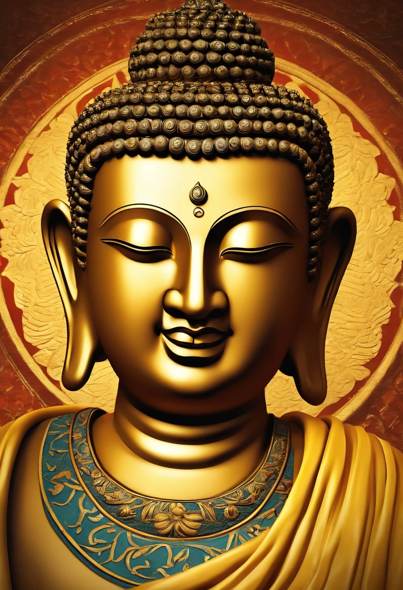 Magazine illustration,Portrait drawing,((A Maitreya Buddha:1.3)),Yellow skin,high-definition face,With a yellow robe,Close-up,k hd,Sony SLR lens,high definition detail,Soft lighting,Master masterpieces