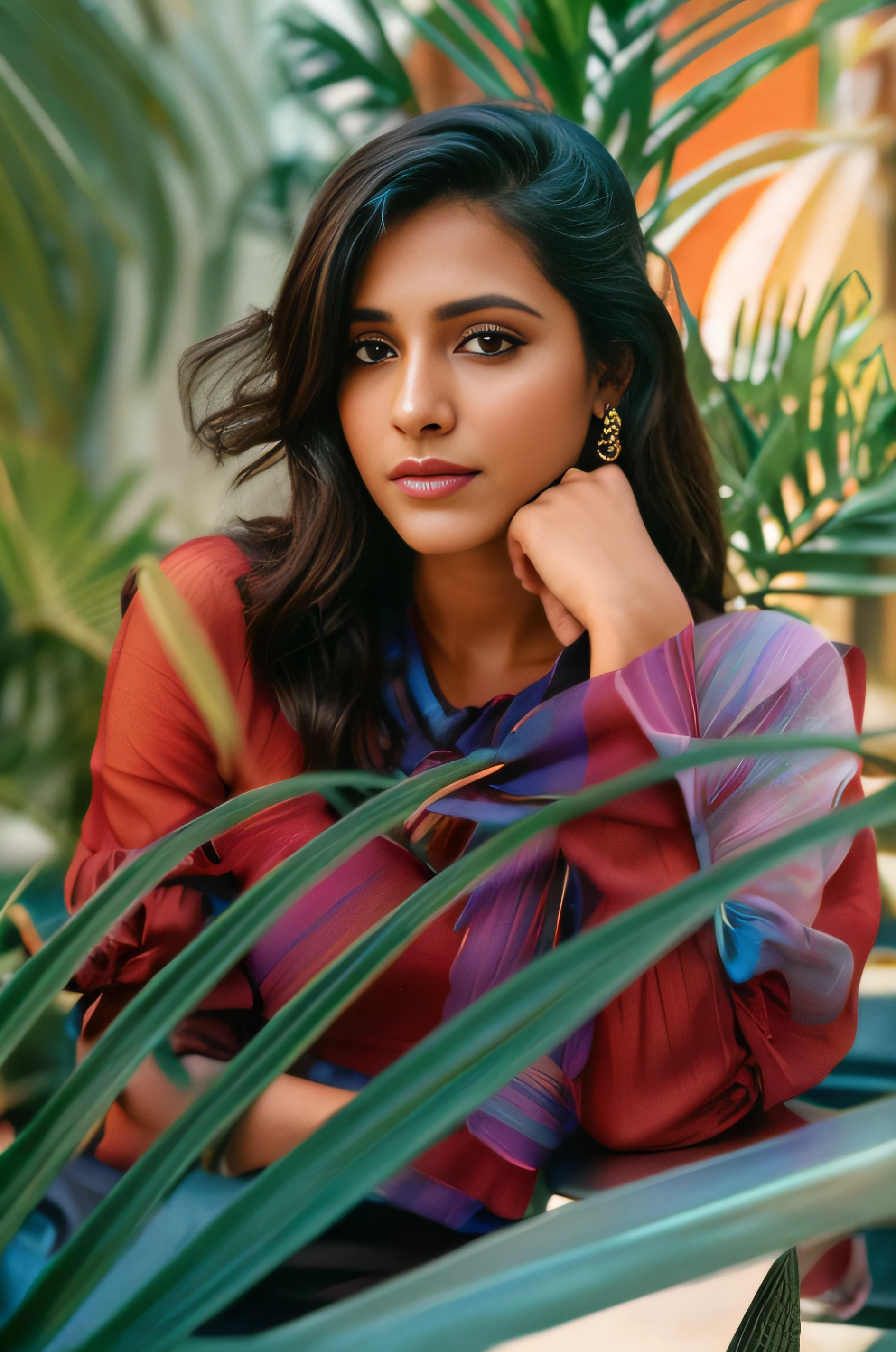 (editorial photograph of a young Indian woman), karla ortiz, (highly detailed face:1.4) (smile:0.7) (backround 5 star hotel , moody, private study:1.3) POV, by lee jeffries, nikon d850, film stock photograph ,4 kodak portra 400 ,camera f1.6 lens ,rich colors ,hyper realistic ,lifelike texture, dramatic lighting , cinestill 800, realistic, wearing Black dobby weave self design fit & flare dress Sweetheart neck Short, puff sleeve Tie-up detail on back Above knee length in flounce hem Attached Lining Chiffon fabric, actress, karla ortiz, posing!!, candid picture, by Max Dauthendey,