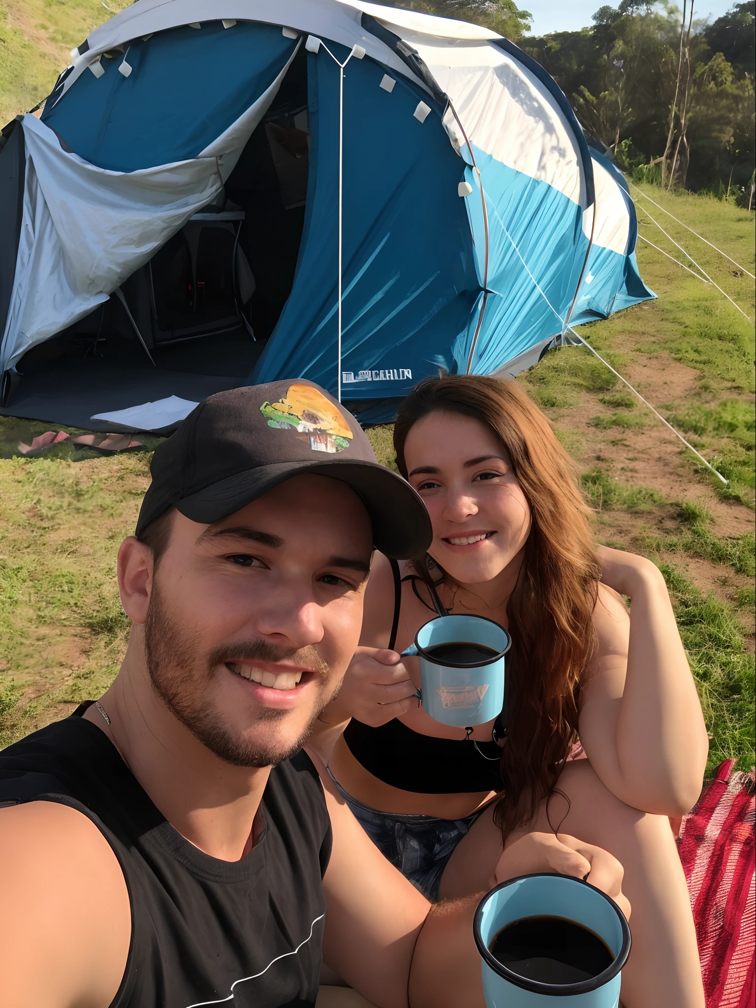 There are two people sitting next to each other with cups of coffee, Campismo, Glamping, Campismo, Directed by: Lee Loughridge, Tyler Edlin e Natasha Tan, Assumido em Go Pro Hero8, por Romain brook, Directed by: Caro Niederer, fogueiras de barril e tendas, Directed by: Daniel Lieske, Directed by: Joe Bowler, Bullies, Directed by: Niko Henrichon, imagem de perfil