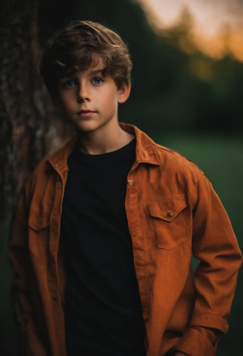 A boy in a black shirt with great quality