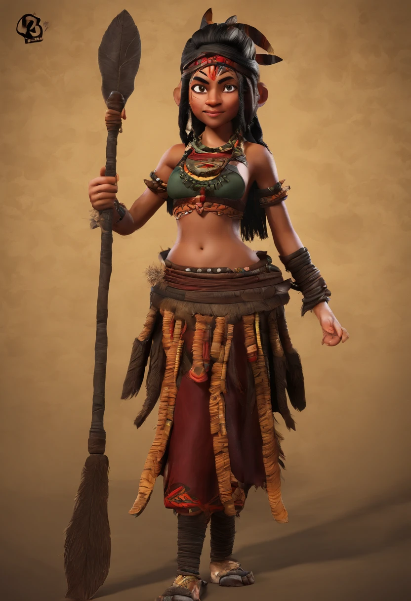 Super cute little girl,busty figure,Stand naturally,tribe,Three-headed ratio,Cartoon IP,Blind box style,Bubble pad style, Unreal Engine 5, pixie character, 3 d character render, 3d character, 3 d character, lalafell, 3 d render stylized, character render, stylized character, an animated character, 4 k octan render, clay render, octan render