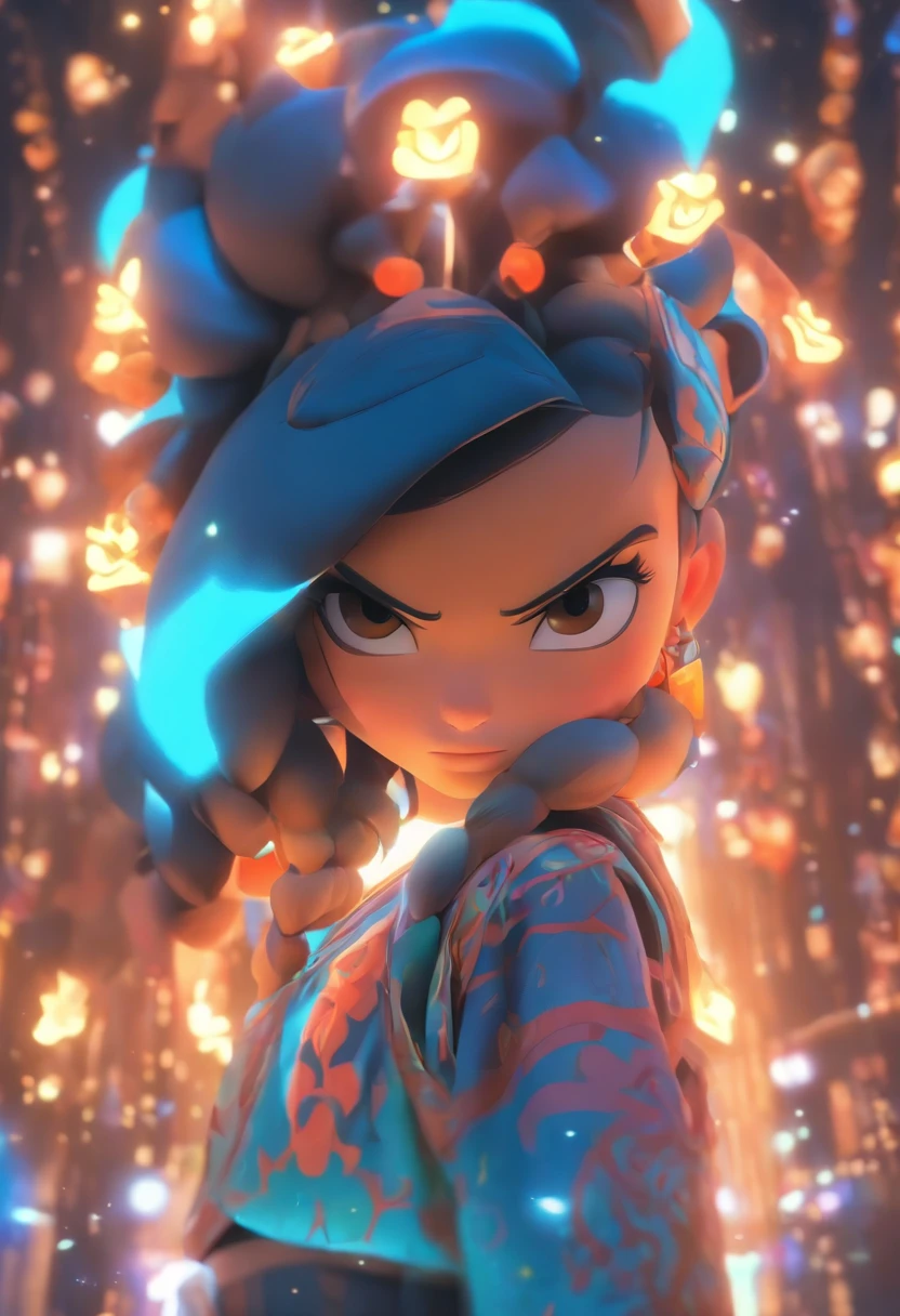 （Estilo Pixar),Uma menina chinesa de cinco anos，mochila grande，chests，Pedras preciosas、moedas de ouro，Modelo de personagem em miniatura, fonte de luz da direita para a esquerda, Rum lighting, fonte de luz da direita para a esquerda, Realistic proportions, Post-processing, ((perspectiva ortogonal)), Super Detalhe, Realistic, super realistic, photoreal render,