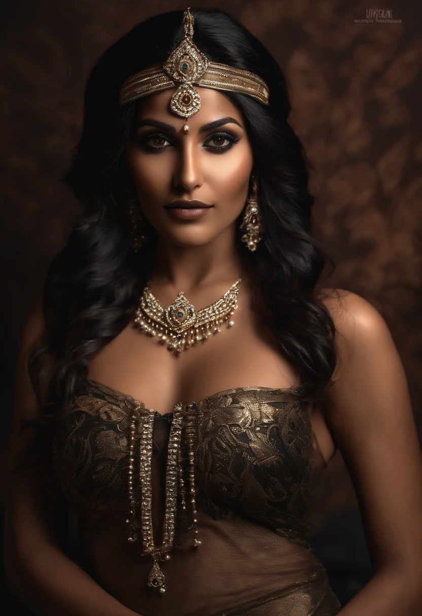 portrait of a Glamorous Hollywood (Indian woman:1.4) model, exposed breast, pointed nipples, no bra, no panties, kkw-ph1 (1girl, (dark, darkness), cinematic lighting) BREAK photorealistic, asymmetry, (full body), masterpiece, HDR, best quality, skin pores, detailed face_and_eyes, realistic human hands, detailed, centerfold, 8k,((rgb, legendary creatures, fantasy), beast tamer), legendary creatures, mythical beasts, magical bond, lora:MythicalCompanionsV2:0.8) BREAK photorealistic, mythical companions, HDR, best quality, fantastical creatures