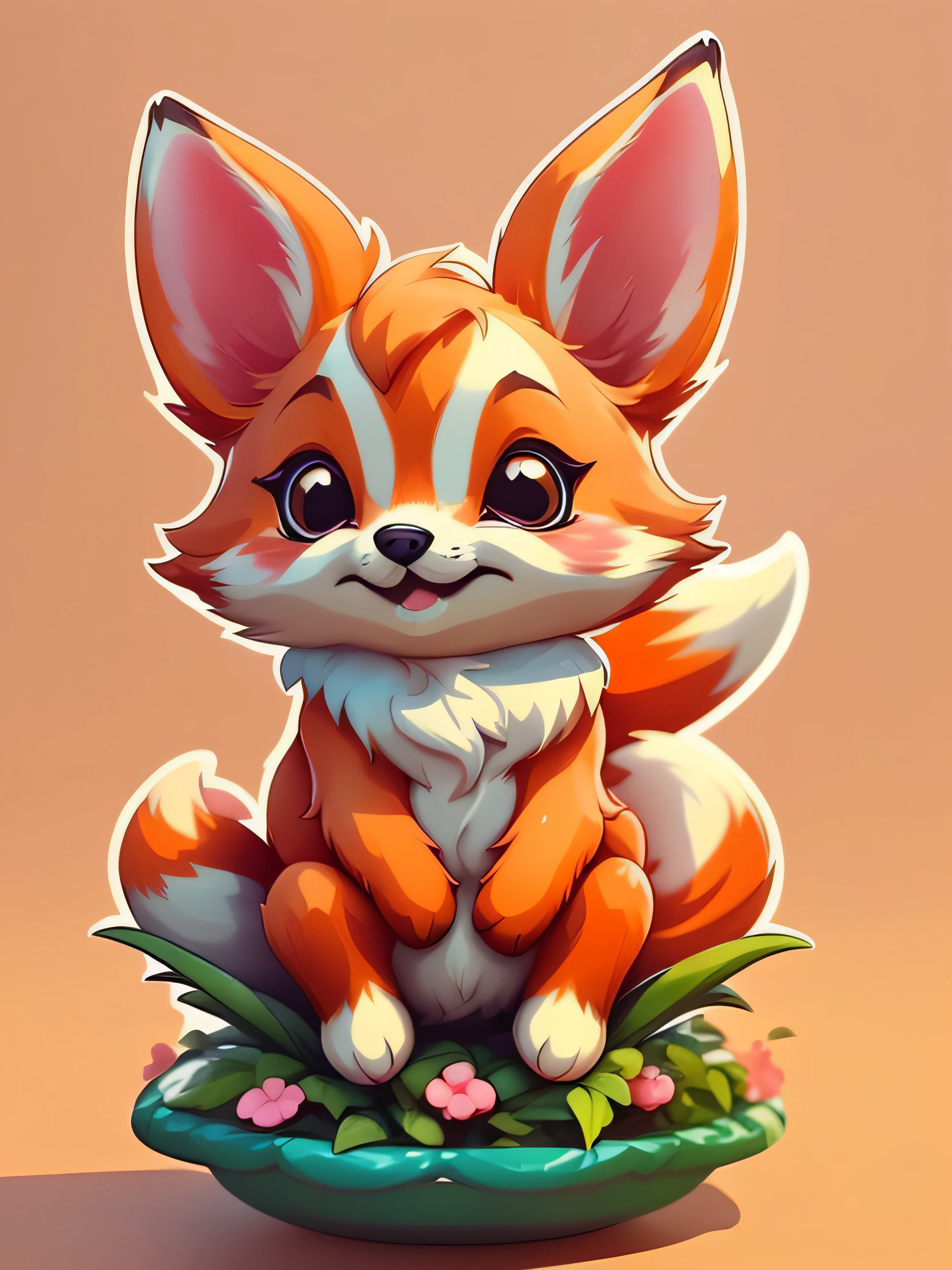 Small, cute little fox,Humanized,japanese mascot,Soft and smooth lighting,muted pastel colors,planar,Polygon trend,modular constructivism,white backgrounid,physically-based renderingt,at centre
