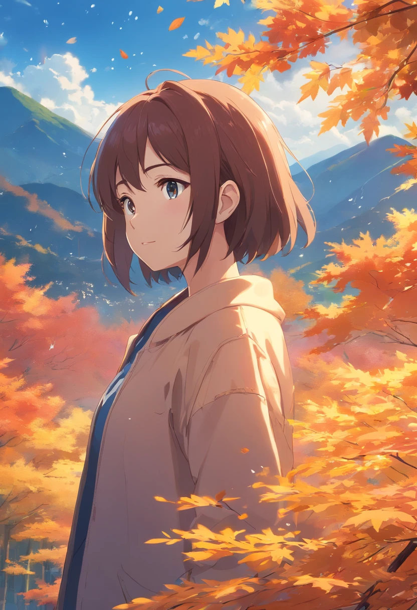 papel de parede, autumn standing, folhas de bordo, brazi, heaven, nuvens brancas, Detalhe HD, wet watermark, hiperdetalhe, Film, Surrealismo, luz suave, Foco de Campo Profundo Bokeh, ray tracing, diffuser (ultra-fine glass reflection) e Surrealismoo. --V6