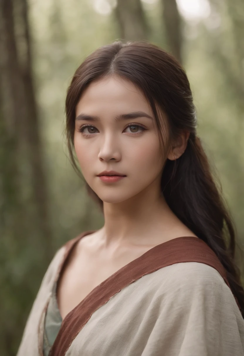 Malt complexion, A woman around 19 years old, Totems are painted on the face,Natural gray hair, Unique green eyes, Wear Cole, Slender and graceful, Beautiful, Candlelight in a medieval setting, super sharp focus, realistic lens,Hayao Miyazaki, Princess Mononoke, Four colors (Scar:1.4)
