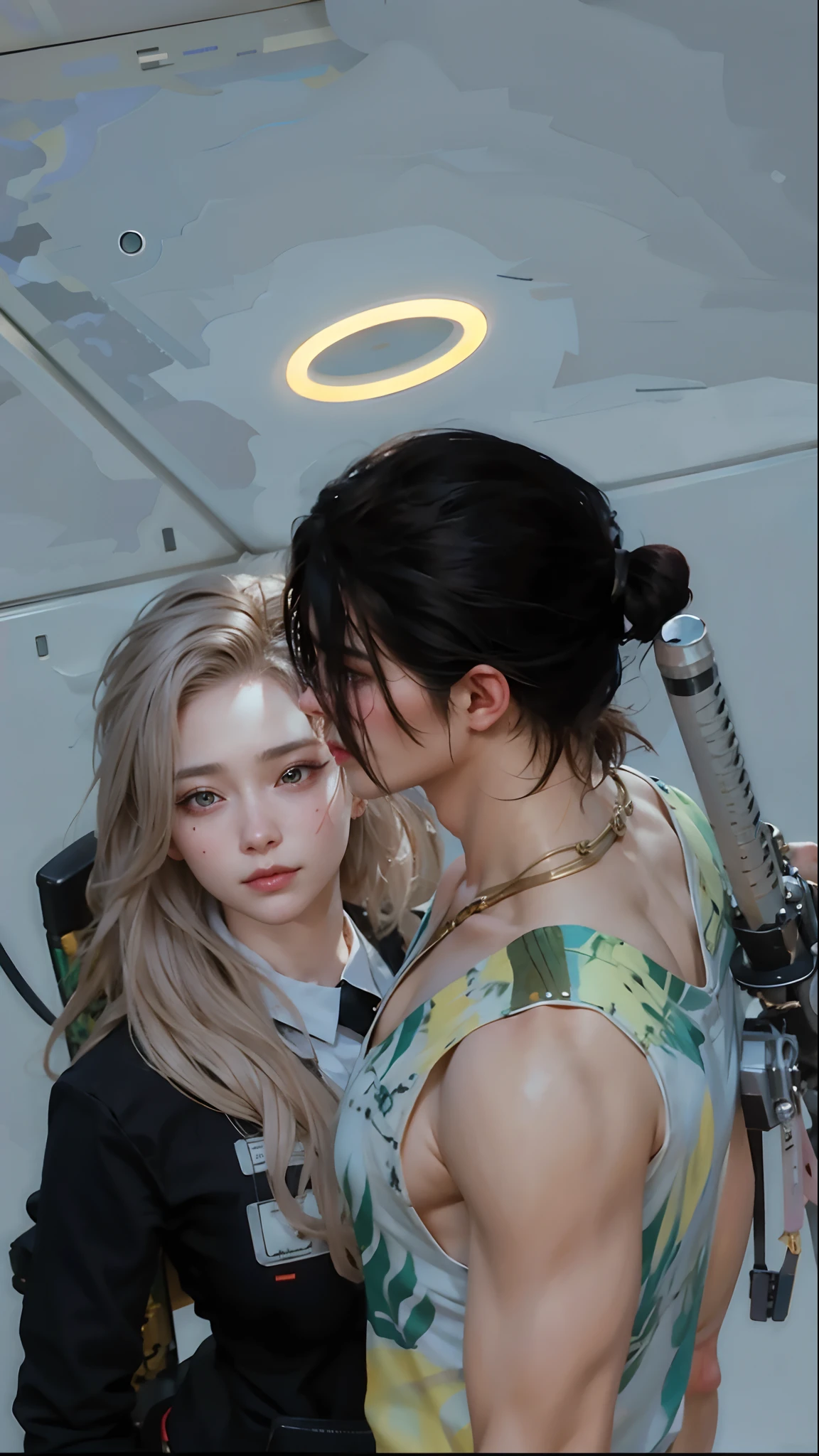 1girl, 1boy, medium shot of two characters, beautiful screenshot, with fully detailed faces, ayami kojima and lyde caldwell, uhd realistic faces, realistic artstyle, unreal engine : : rave makeup, in game, realism artstyle, realistic boy face, realistic female faces, (masterpiece:1.2, best quality), (real picture, intricate details), raytracing, detailed face, extremely detailed CG unity 8k wallpaper