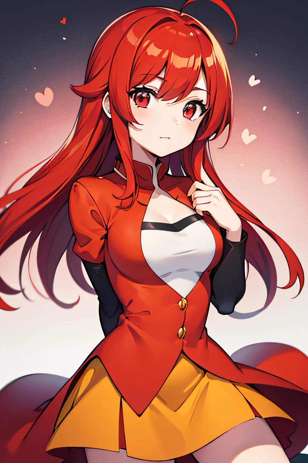 Charmander Cosplay、A pokémon、s girl、hight resolution、top-quality、Delicate hair、red hairs、red clothing、Red Eyes、Medium Hair、loimu