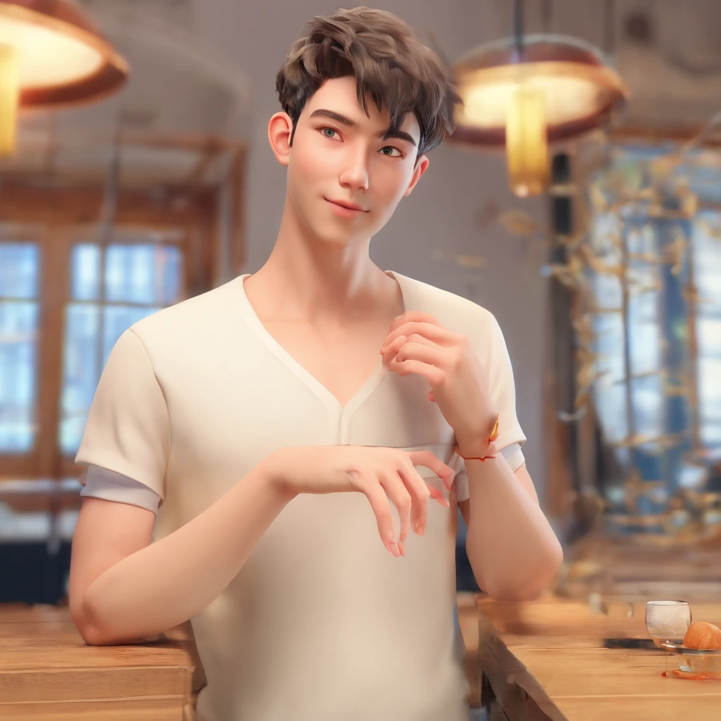 (best quality,highres,masterpiece:1.2),1 boy, male, slender, alone, upper body, cat ears, short golden hair, red eyes, around , tattoo
