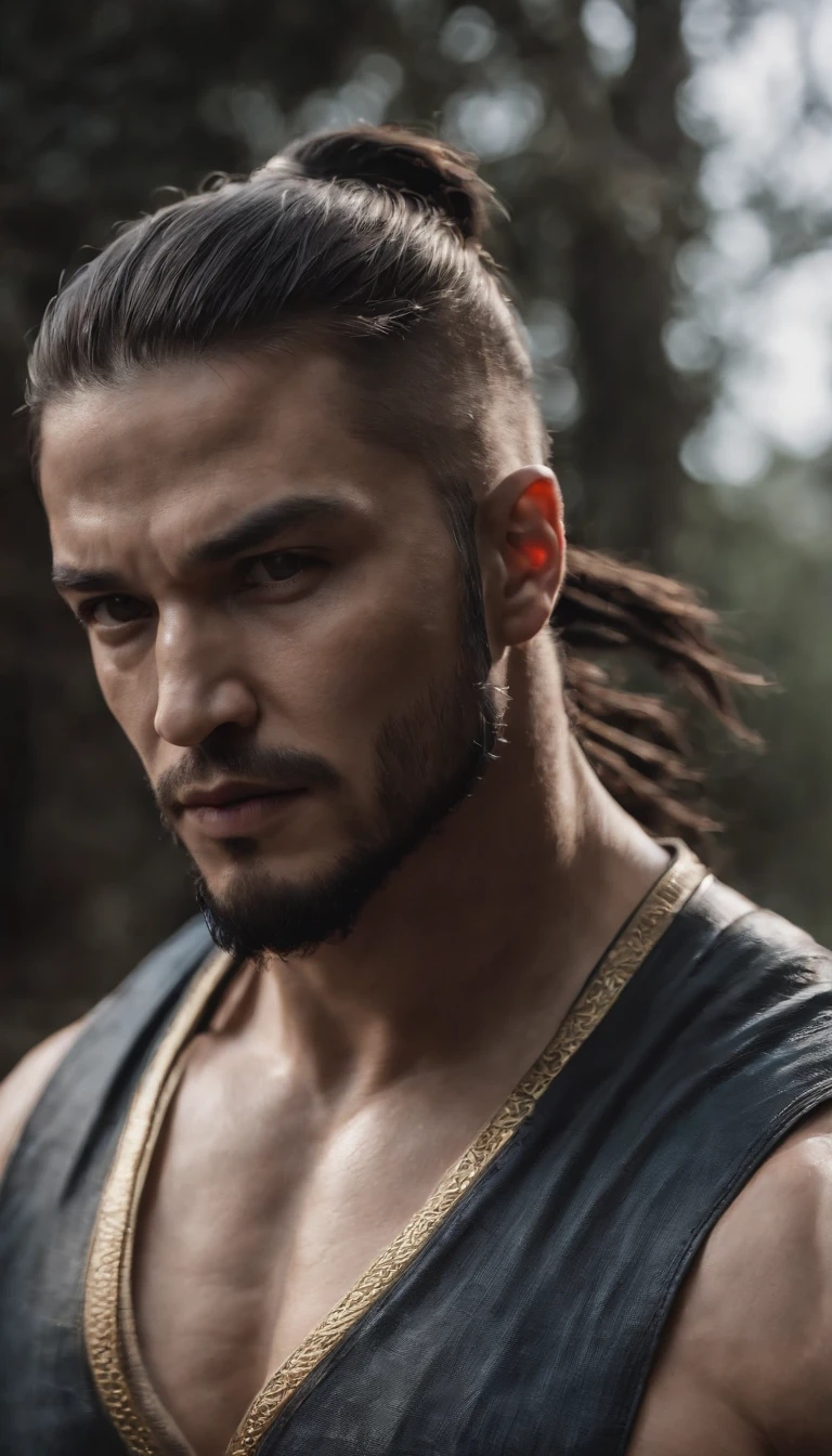 (Professional 3D rendering:1.3) de (Realistic:1.3) Foto de arte mais bonita do mundo,Features soft, bright male heroes, ((Epic hero fantasy rough muscular man wet hero angry look long hair short beard and fierce expression in dynamic pose, fantastic location, majestoso ambiente desordenado)), corpo inteiro 8k unidade render, action shot, poros da pele, very dark lighting, sombreamento pesado, circunstanciado, Rosto detalhado, (vibrante, fotogrdeia realista, Realistic, Dramatic, Escuro, foco nítido, 8k), (Old leather clothes damaged by bad weather:1.4), ((((Use peles)))), (intrincado:1.4), decadente, (altamente detalhado:1.4), pintura digital, rendering by octane, art stations, Conceito-Arte, liso, foco nítido, illustration, germe da arte, (Loish:0.23), Wlop Ilya Kuvshinov, e Greg Rutkowski e Alphonse Mucha Gracias, (global ilumination, studiolight, Light Volumetric), chuva forte, floating particles, patife, fantasia, Onze, corpo inteiroesbian, ((Fundo escuro e antigo da cidade:1.3)),CGSesociedade,art stations