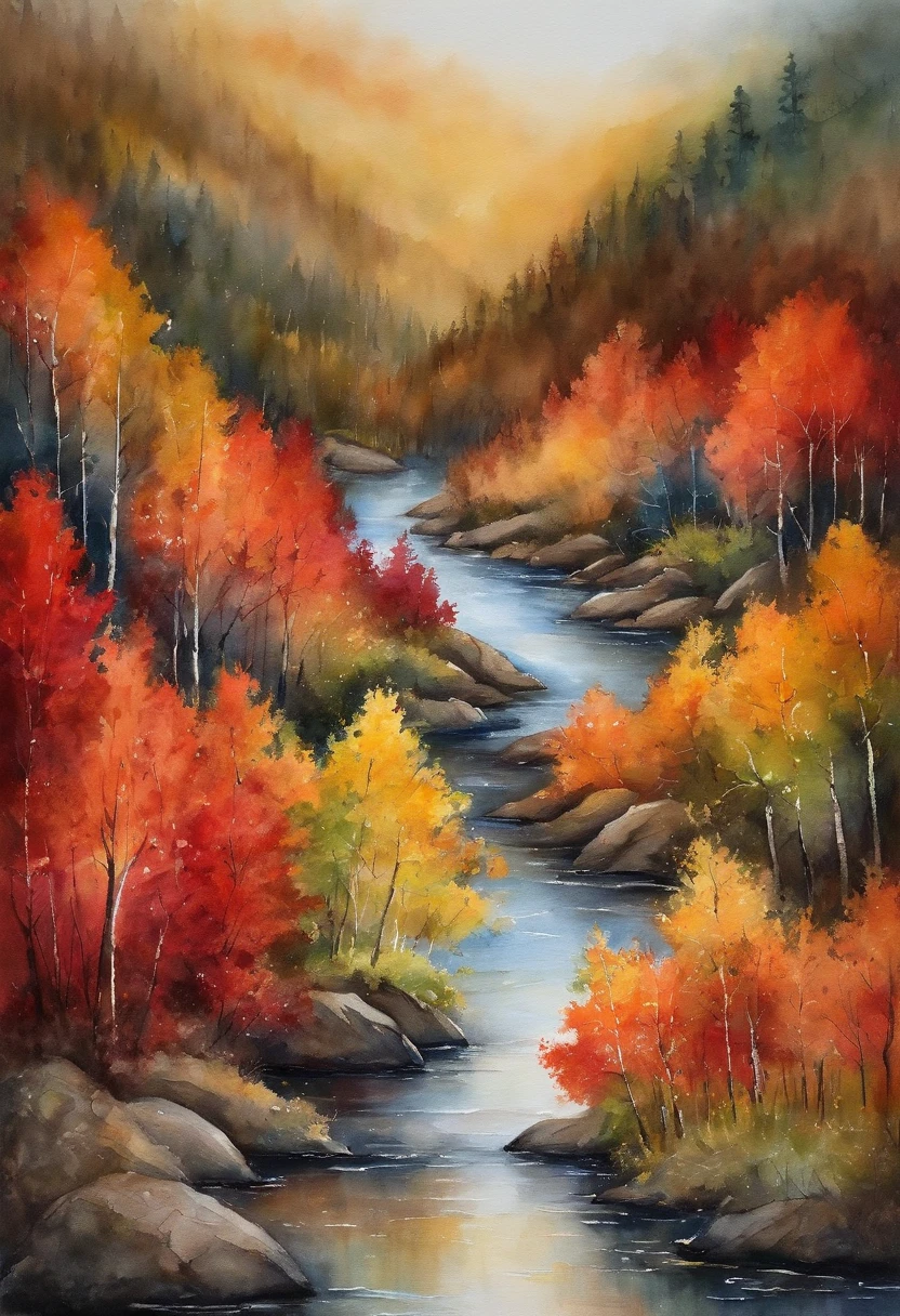 Overlooking the Red Mountains,The layers of the forest are full of dye;The river is clear,A hundred ships compete for the tide。