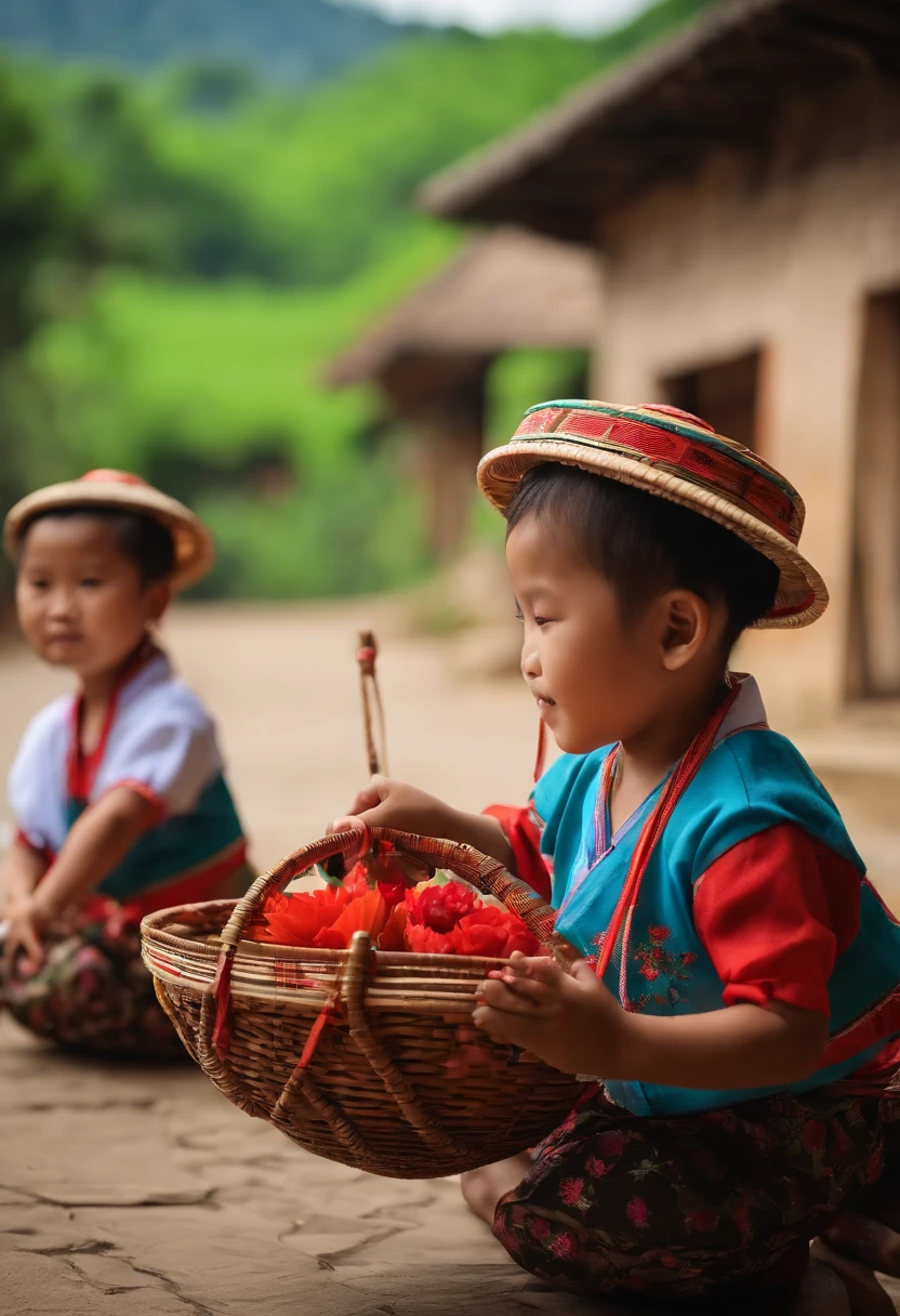 They weave beautiful flower baskets from bamboo、Clever seats、There is also a wide variety of crafts。The children are dressed in the traditional costumes of the Zhuang people,A cheerful dance was performed,Sang a beautiful song。They decorated the village with these crafts,Make the whole village more beautiful。Hua Po looked at the children,My heart was filled with emotion and joy。