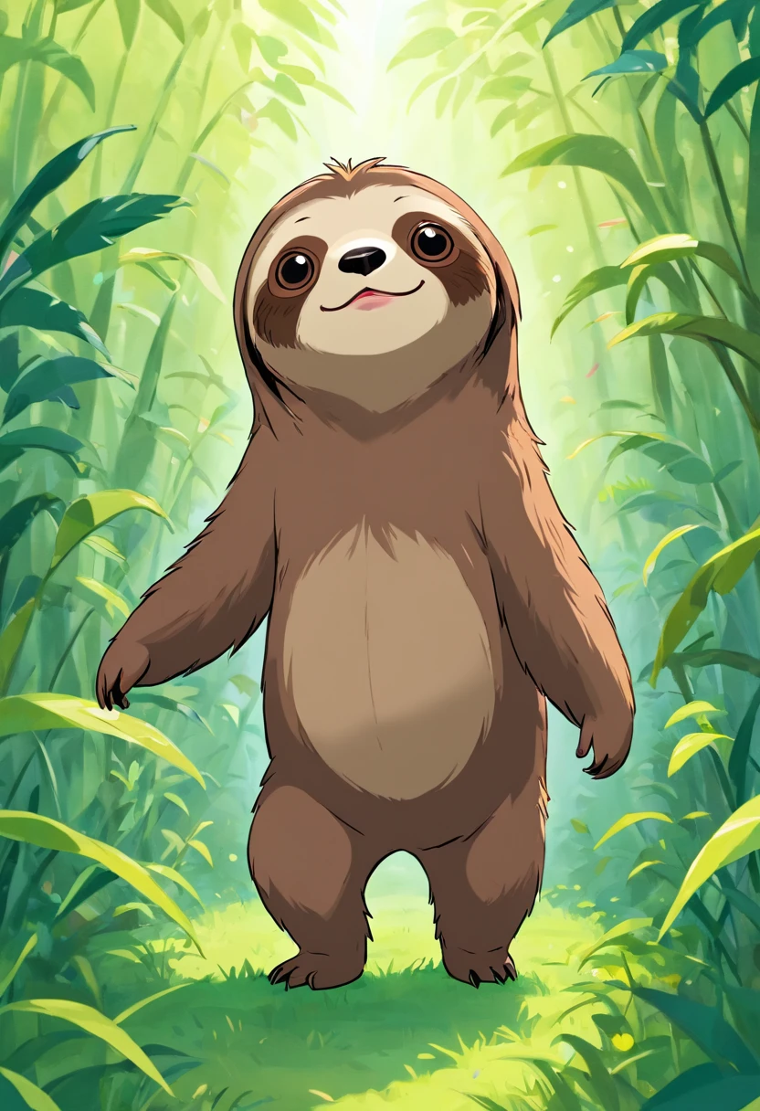 A sloth holding on to a tree branch in the middle of the Amazon rainforest