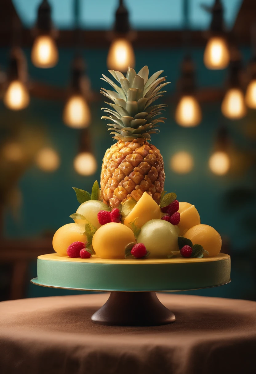 Commercial Shooting, Pineapple cake, poster for, Fresh style background, Elegant, Booth Lighting, Attractive, Photorealistic colors, Ultra HD