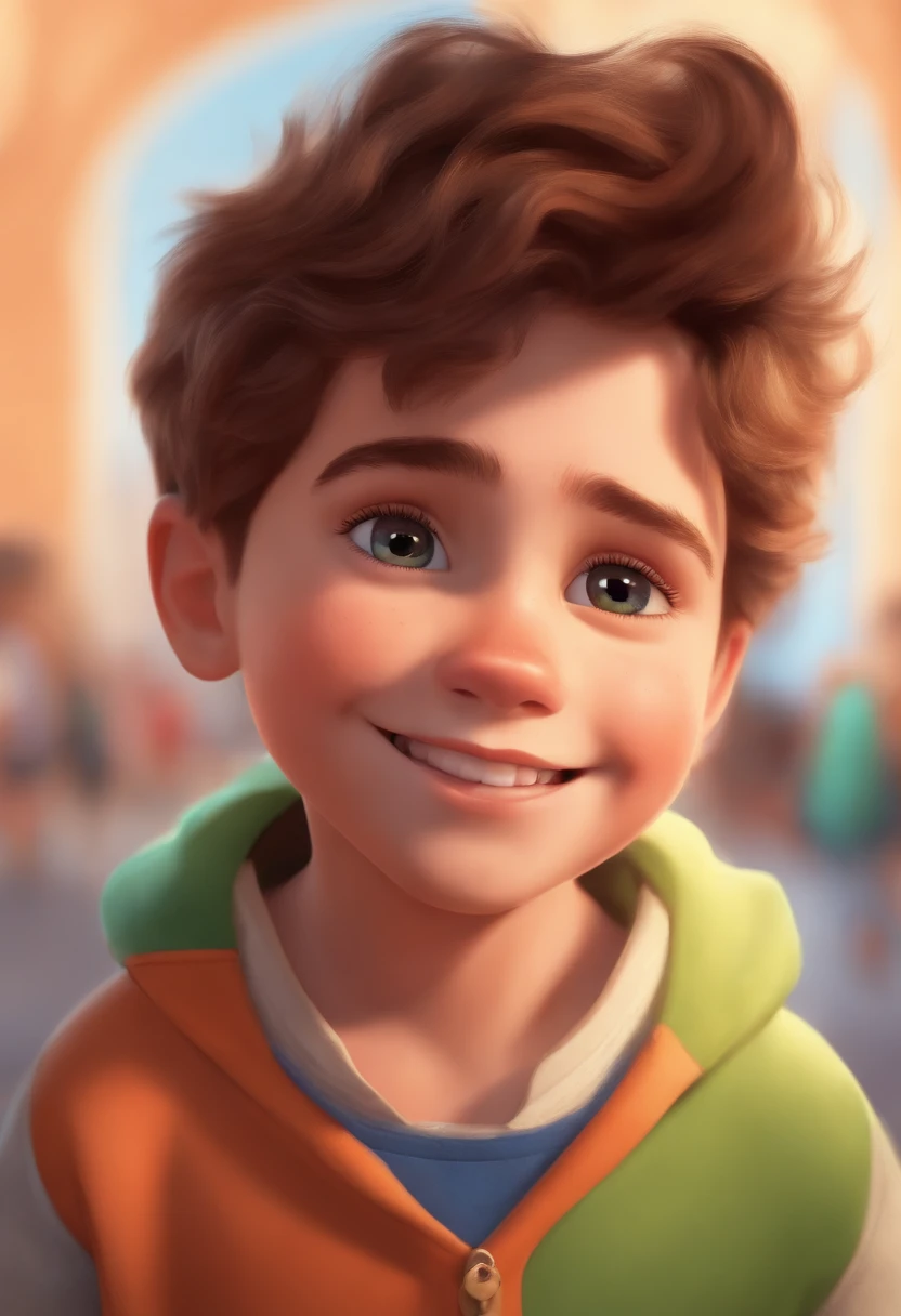 Image of a boy for a story in a YouTube video in Pixar format, He's the little allabester, He's the class leader, He's outgoing, Playful and gets up for a lot of things