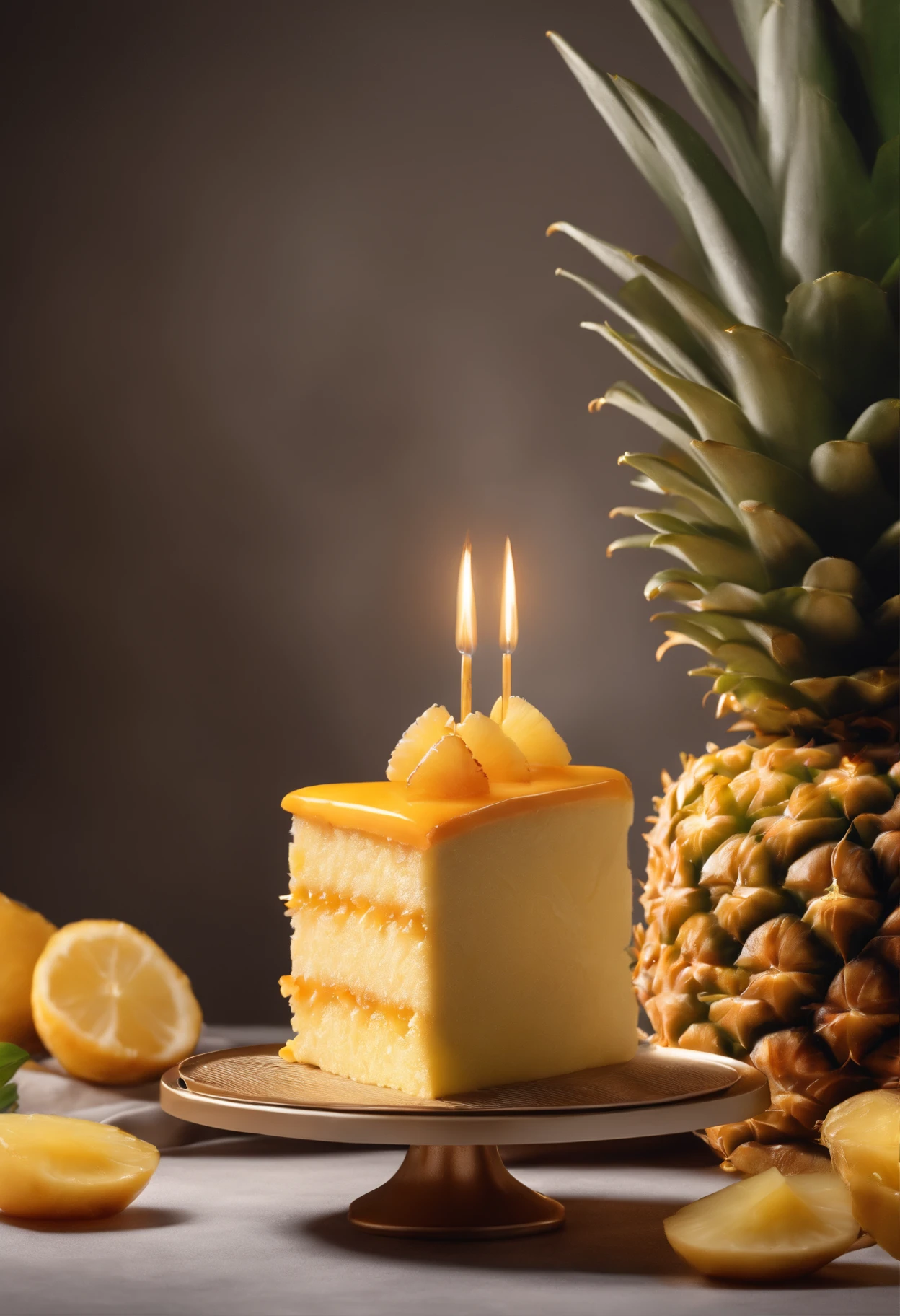 Commercial Shooting, Pineapple cake, poster for, Fresh style background, Elegant, Booth Lighting, Attractive, Photorealistic colors, Ultra HD
