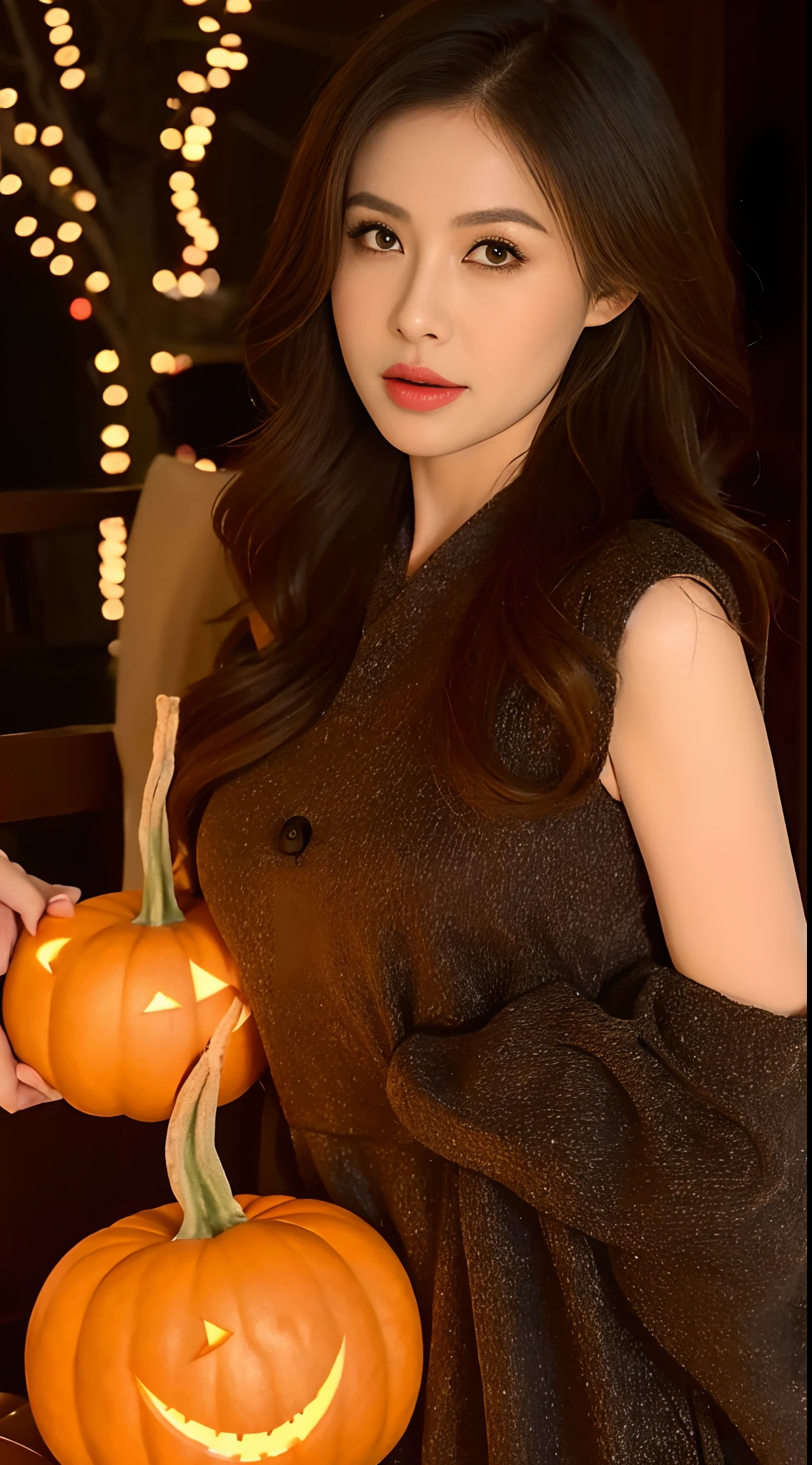 Halloween scene of pumpkins and witches flying over a cemetery, halloween celebration, halloween scene, halloween night, halloween atmosphere, spooky halloween night, halloween art style, halloween theme, scarry but bewitching, spooky halloween fun, witch fairytale, 1girll,A castle in the shadows,dim murky lights,pumpkins,the bats,4K Ultra HD, 超高分辨率, (Photorealistic: 1.4), Best quality,Masterpiece,(pastel colour:1.2)