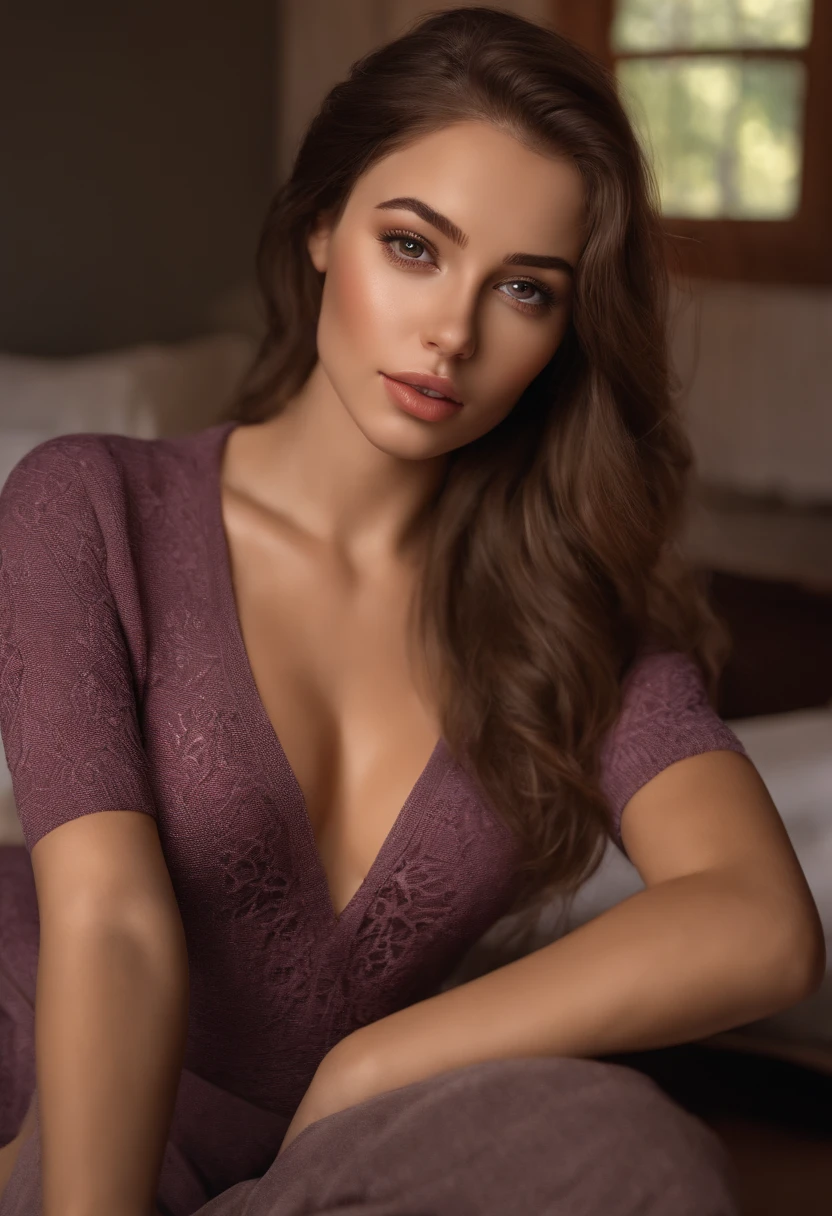 arafed woman fully , sexy girl with brown eyes, realistic, meticulously detailed, portrait sophie mudd, brown hair and large eyes, selfie of a young woman, bedroom eyes, violet myers, without makeup, natural makeup, looking directly at the camera, face with artgram, subtle makeup, stunning full body shot standing, in club, medium to large size bust