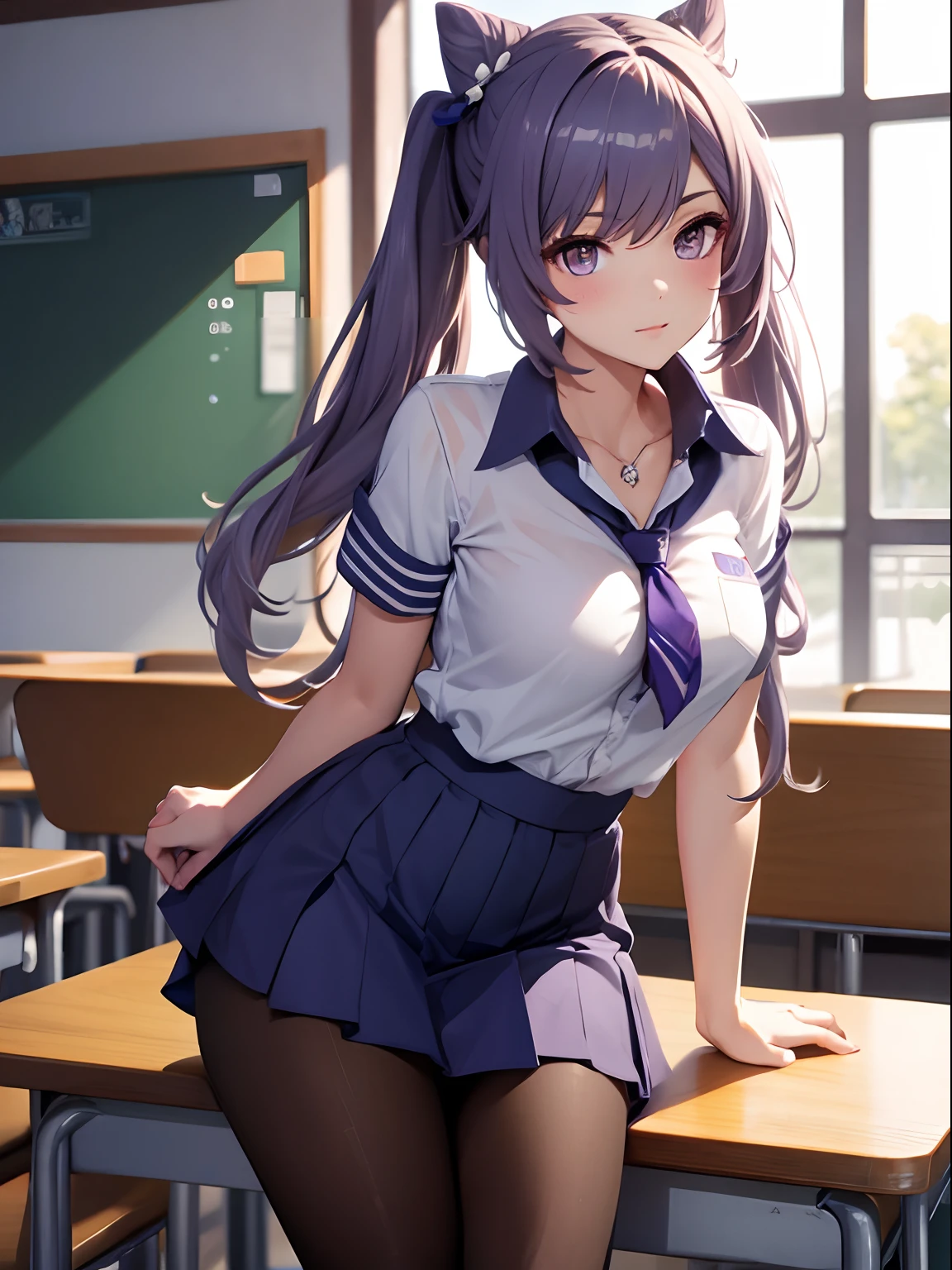 Beautiful sexy girl in school uniform shiny, Stylish