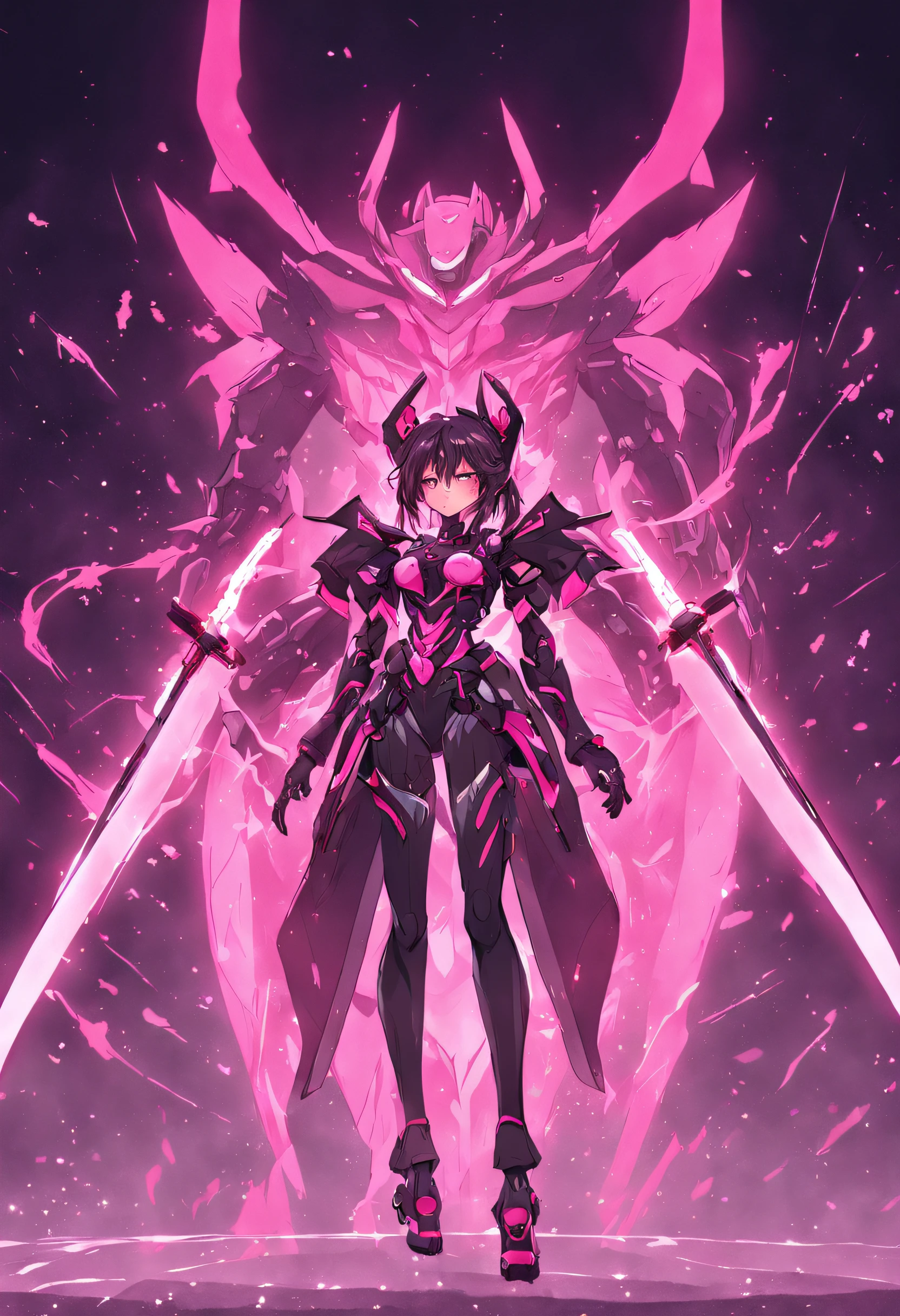 Mecha katana with a black halo and pink sides on both sides