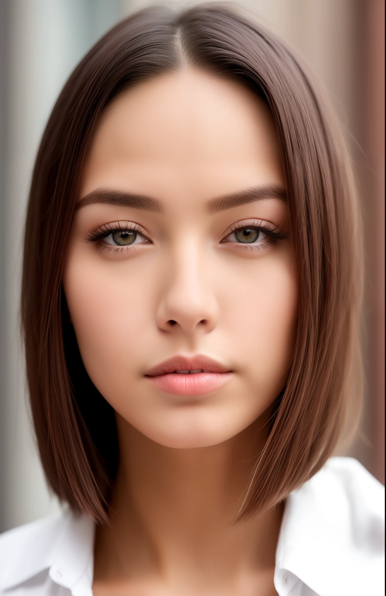 ((Best Quality, 8K, Masterpiece: 1.3)), Sharp: 1.2, Perfect Body Beauty: 1.4, Slim Abs: 1.2, ((Layered Hairstyle, Big Breasts: 1.2)), (Wet White Button Long Shirt: 1.1), (Rain, Street: 1.2), Wet: 1.5, Highly detailed face and skin texture, detailed eyes, double eyelids, side face looking at the camera