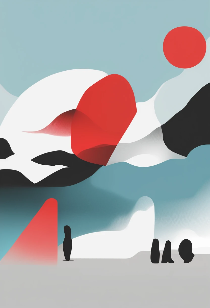 Please use red,amarelo,white colors,black in color,These five colors of cyan paint a festive New Year's picture about the Midyear Festival,The painting contains ghosts and gloomy elements as much as possible,The composition should be as simple as possible and easy to copy