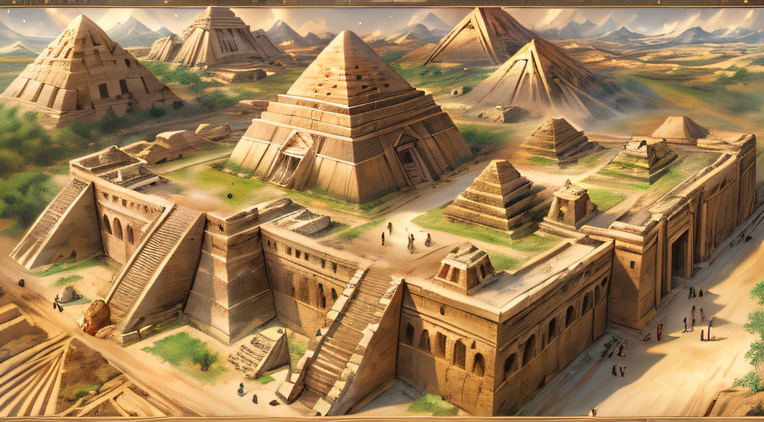 Generate an image that transports the viewer to the ancient world, showcasing the magnificent walls of pyramids from ancient Egypt adorned with intricate hieroglyphs and the complexity of cuneiform script from Mesopotamia. The image should capture the grandeur of these historical structures and the richness of the civilizations that created them. Through a skillful blend of visual elements, recreate the sense of wonder and reverence for the past, inviting the audience to appreciate the beauty and significance of these ancient scripts and architectural wonders