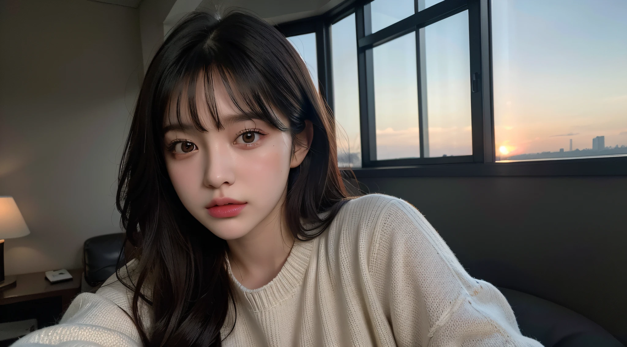 (Masterpiece:1.3), (Realistic, photo-realistic:1.3), (Best quality), Ultra detailed, Highly detailed, 8K UHD, Digital SLR, Intricate details, Amazing, A high resolution, absurderes, Realistic texture, (Real skin, Real skin), Best shadow, Realistic Facial Performance, Detailed fingers, Detailed beautiful delicate eyes, Glossy lips, Perfect body, Proportions of the body, Sexy body, Dynamic lighting, Cinematic light, Detailed background,(1girll), Solo, Cute, (Medium breasts),
Ray tracing, 21 years old, (Blush:0.5), (goosebumps:0.5), Subsurface scattering, Blunt bangs, hime-cut, Casual clothes, portrait shooting, (um dia ensolarado)