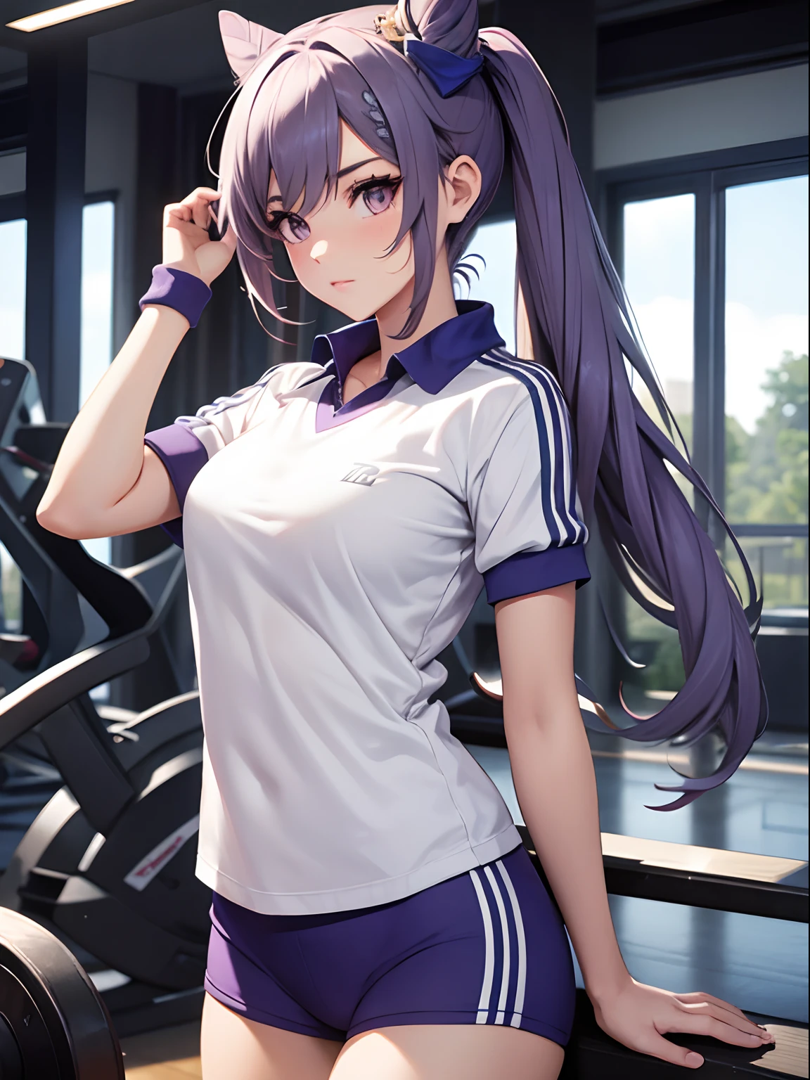 Beautiful sexy girl in gym uniform，Stylish，