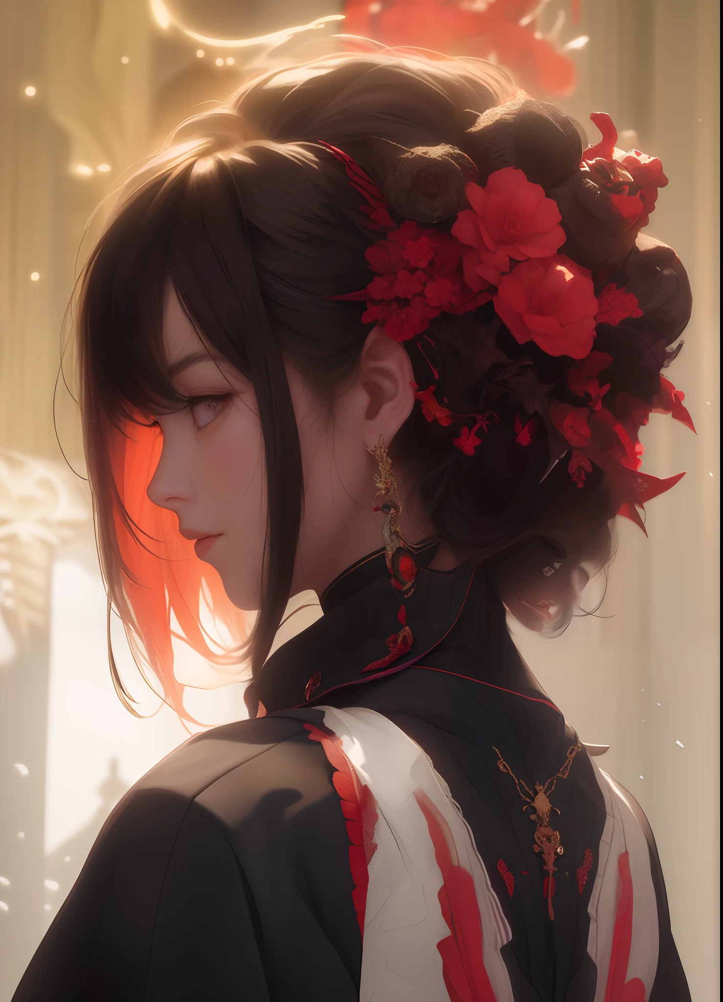 anime character with red eyes and a red jacket holding a knife, gapmoe yandere grimdark, ken kaneki, kaneki ken, gapmoe yandere, yandere, neferpitou, yandere intricate, portrait gapmoe yandere grimdark, artoria pendragon, avatar image, l vampire, epic anime style, red-eyed, red - eyed, ultradetailed, upscaled,spider tattoo,high quality, bold and majestic look,side profile, Side profile